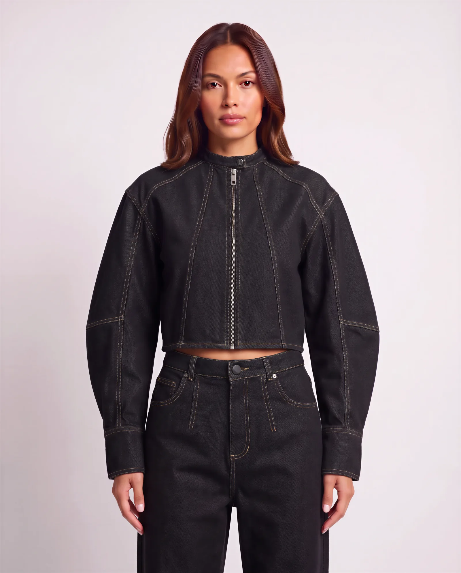 AYERBE Balloon Sleeve Denim Jacket 4