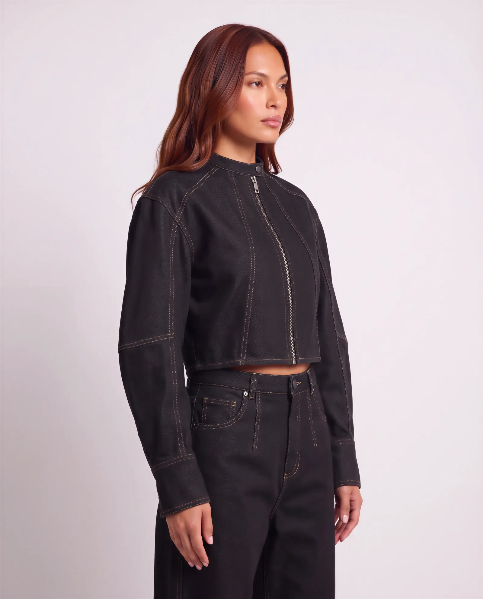 AYERBE Balloon Sleeve Denim Jacket – vista alternativa