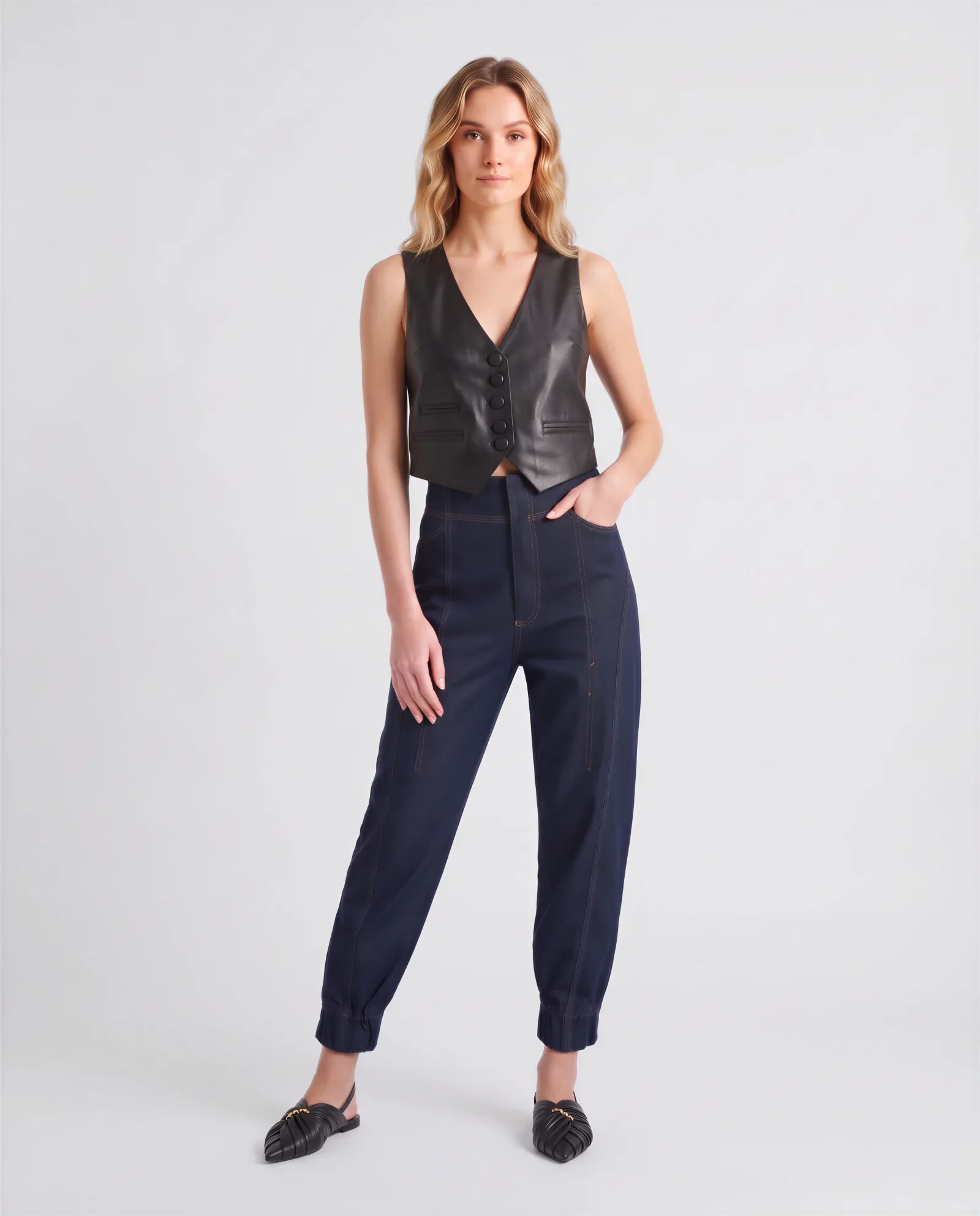 DUTTI Barrel Jogger Cropped Jeans 4