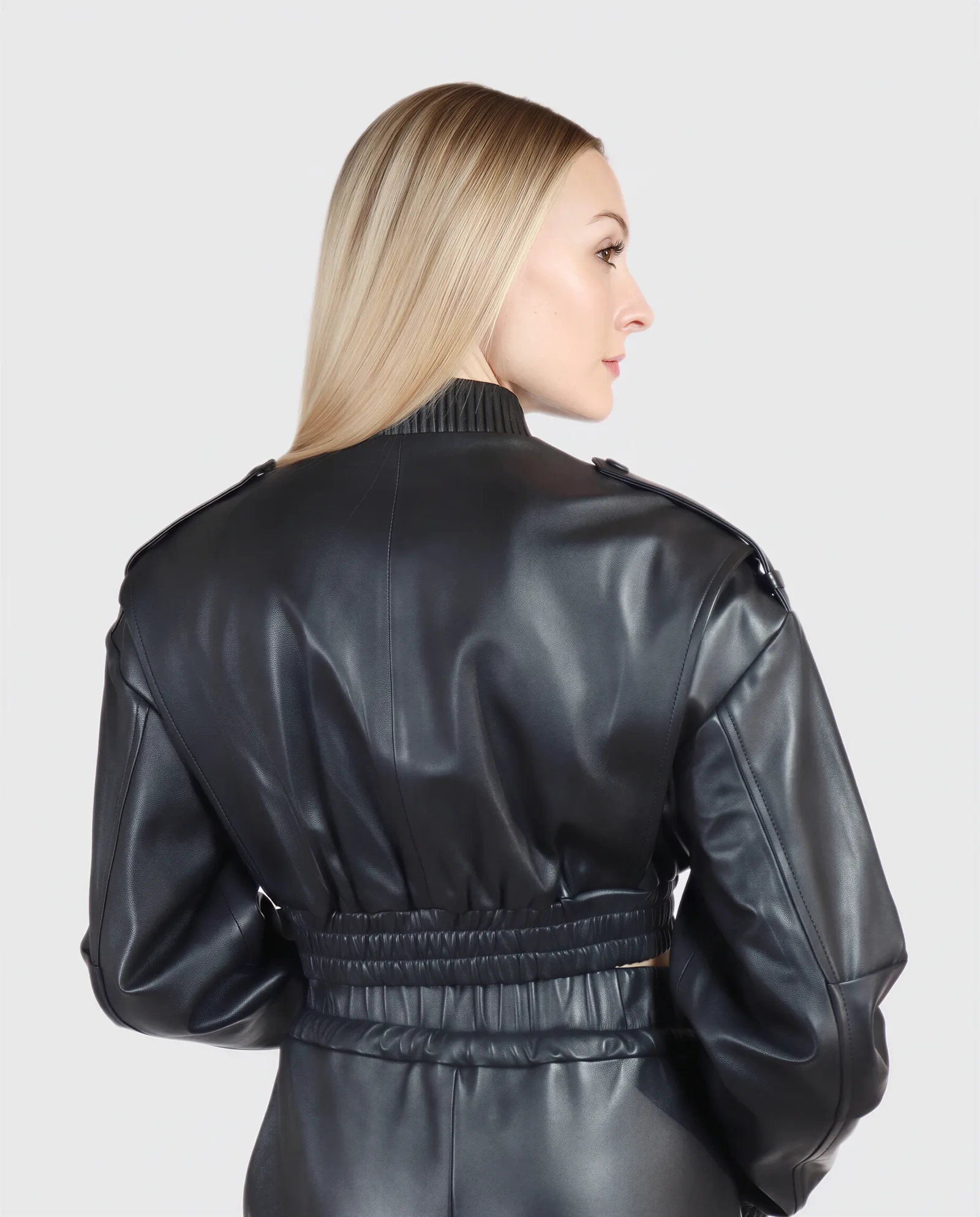 THONET Cropped Bomber Leather Jacket 3
