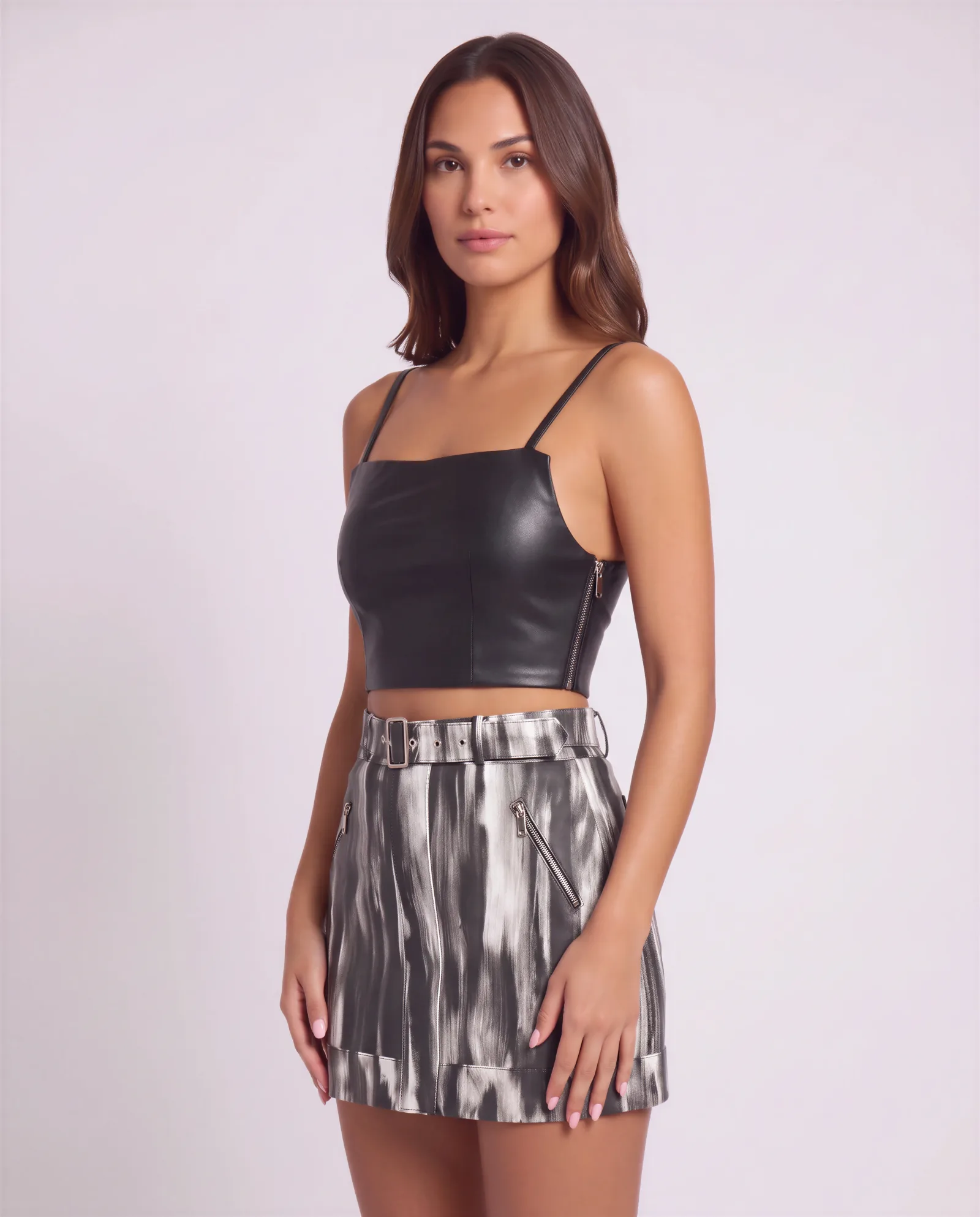 LEON Cropped Leather Strap Top 3