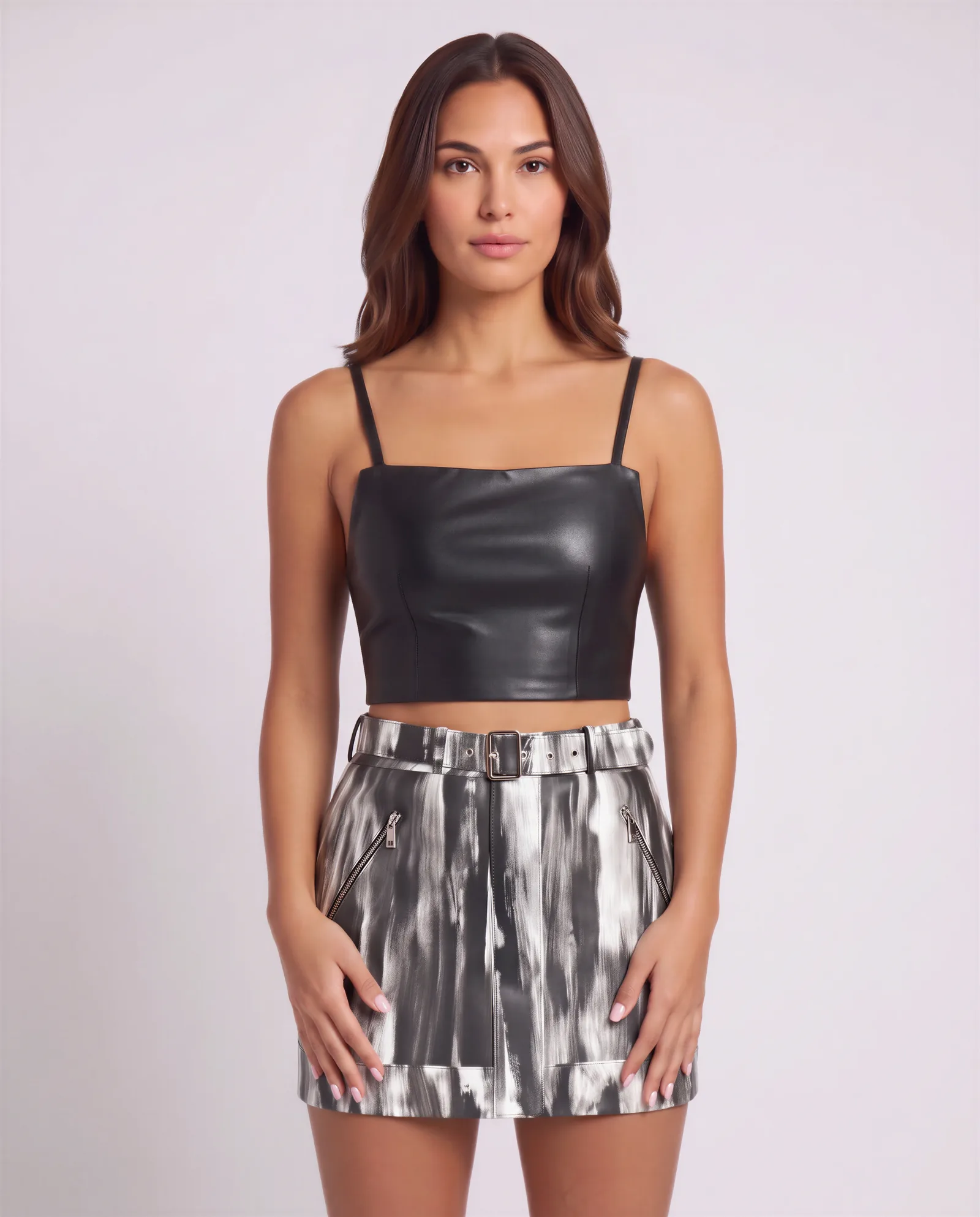 LEON Cropped Leather Strap Top 1