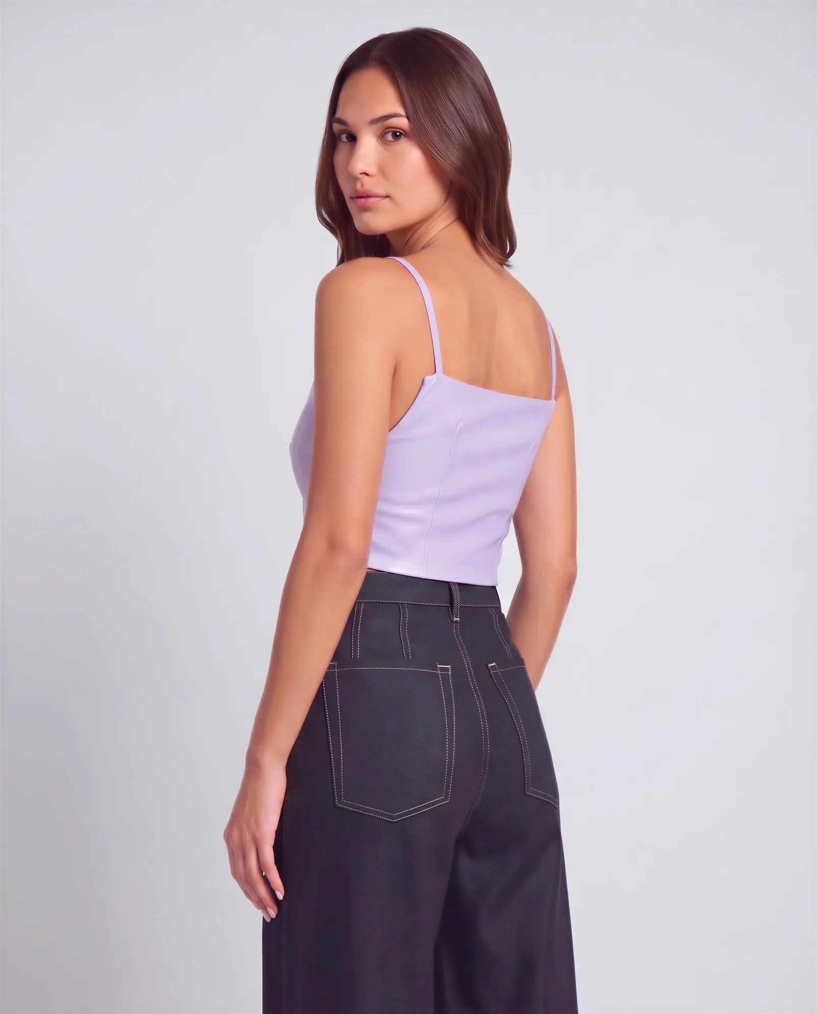 LEON Cropped Leather Strap Top 11