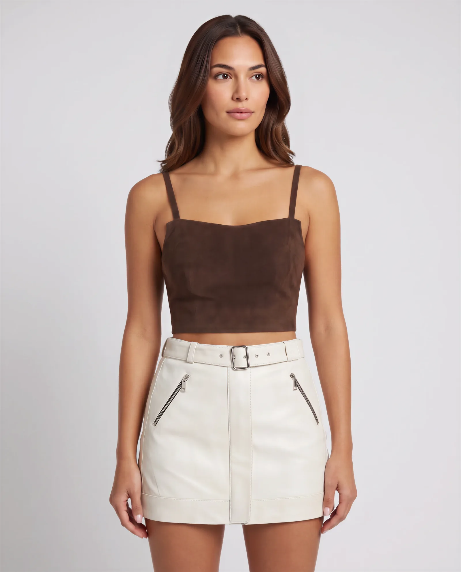 LEON Cropped Suede Strap Top 2