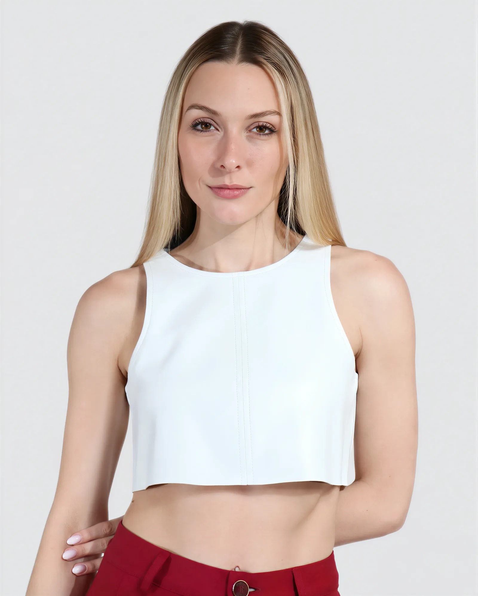 LUNA Cropped Leather Top 3