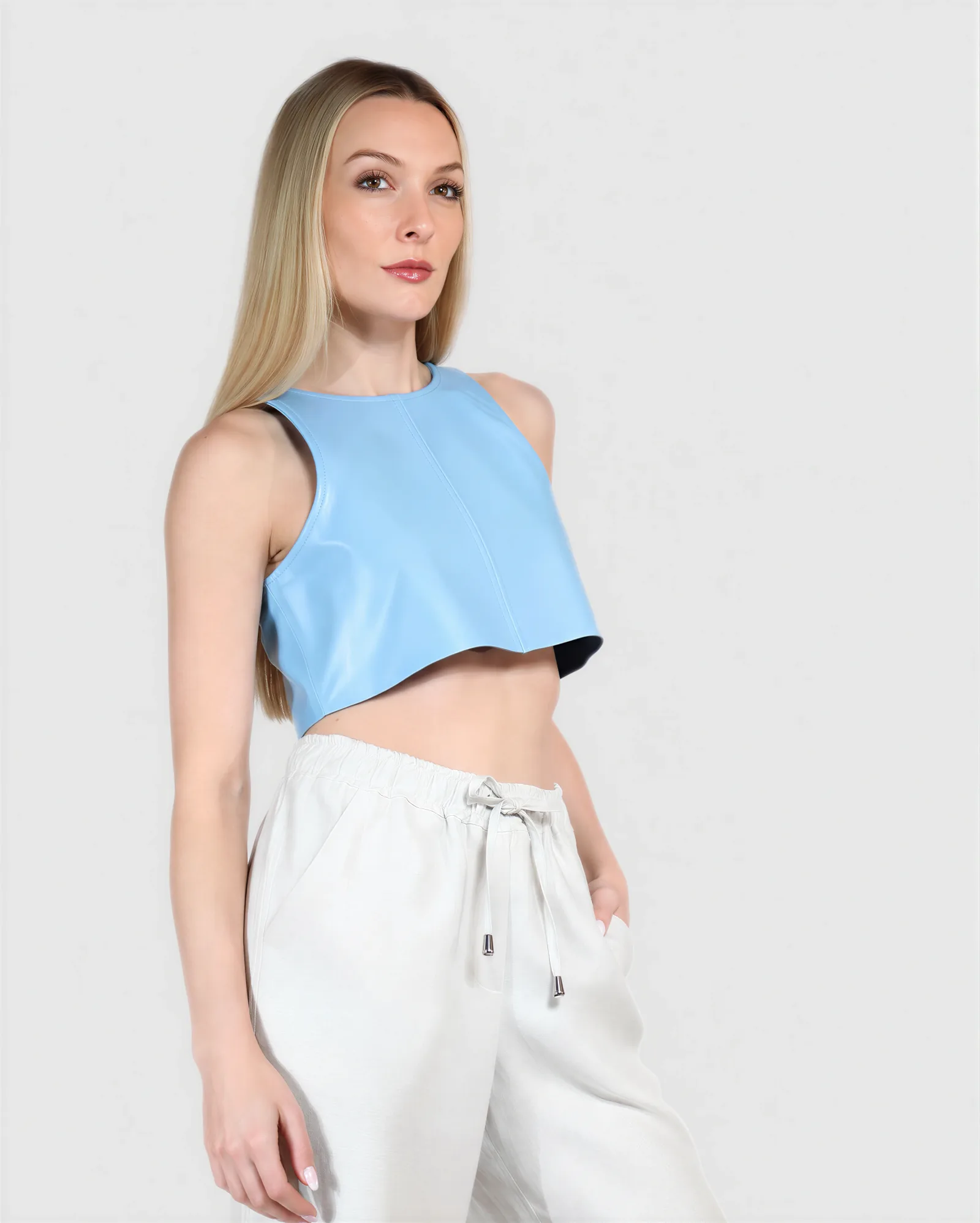 LUNA Cropped Leather Top – vista alternativa