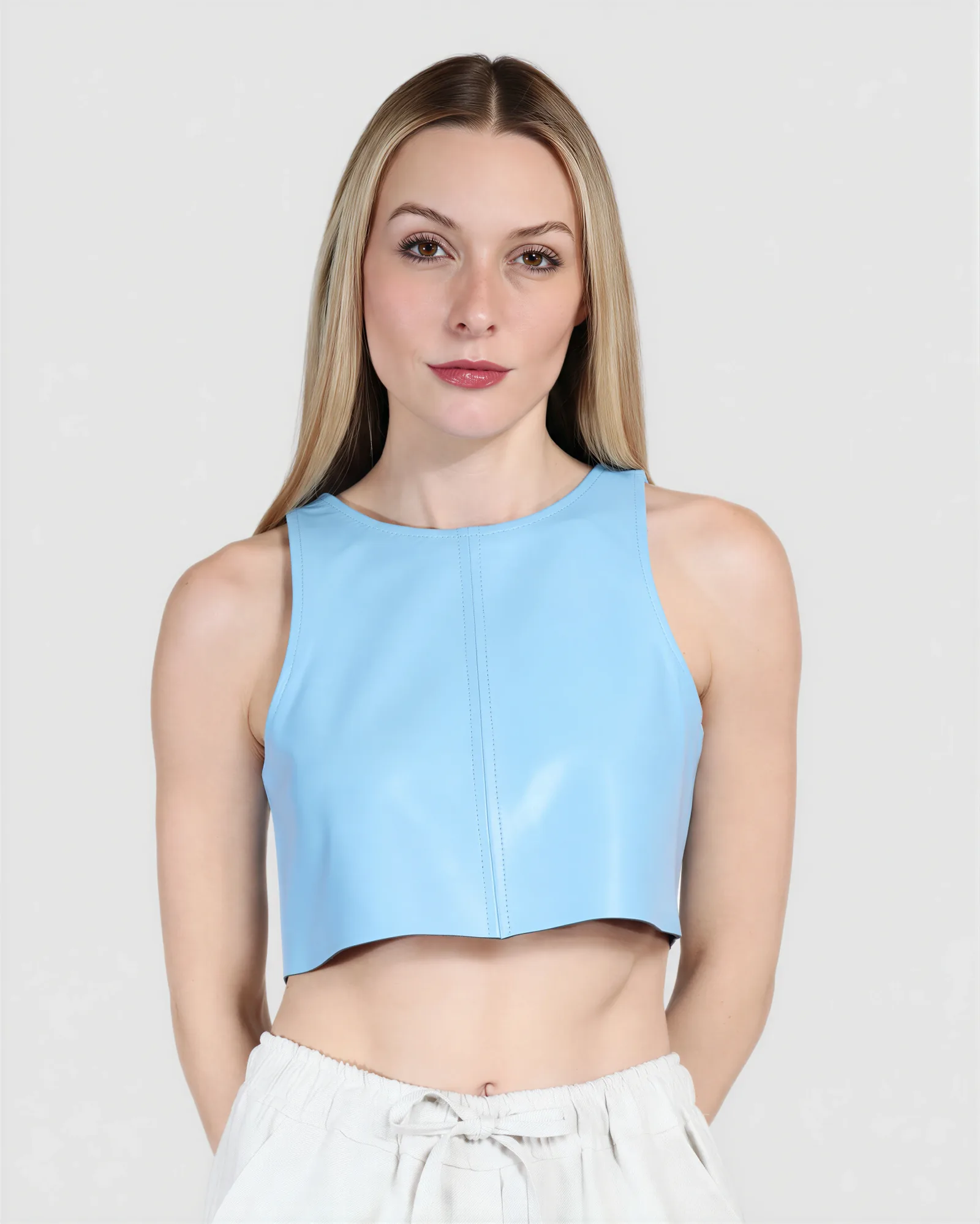 LUNA Cropped Leather Top 8