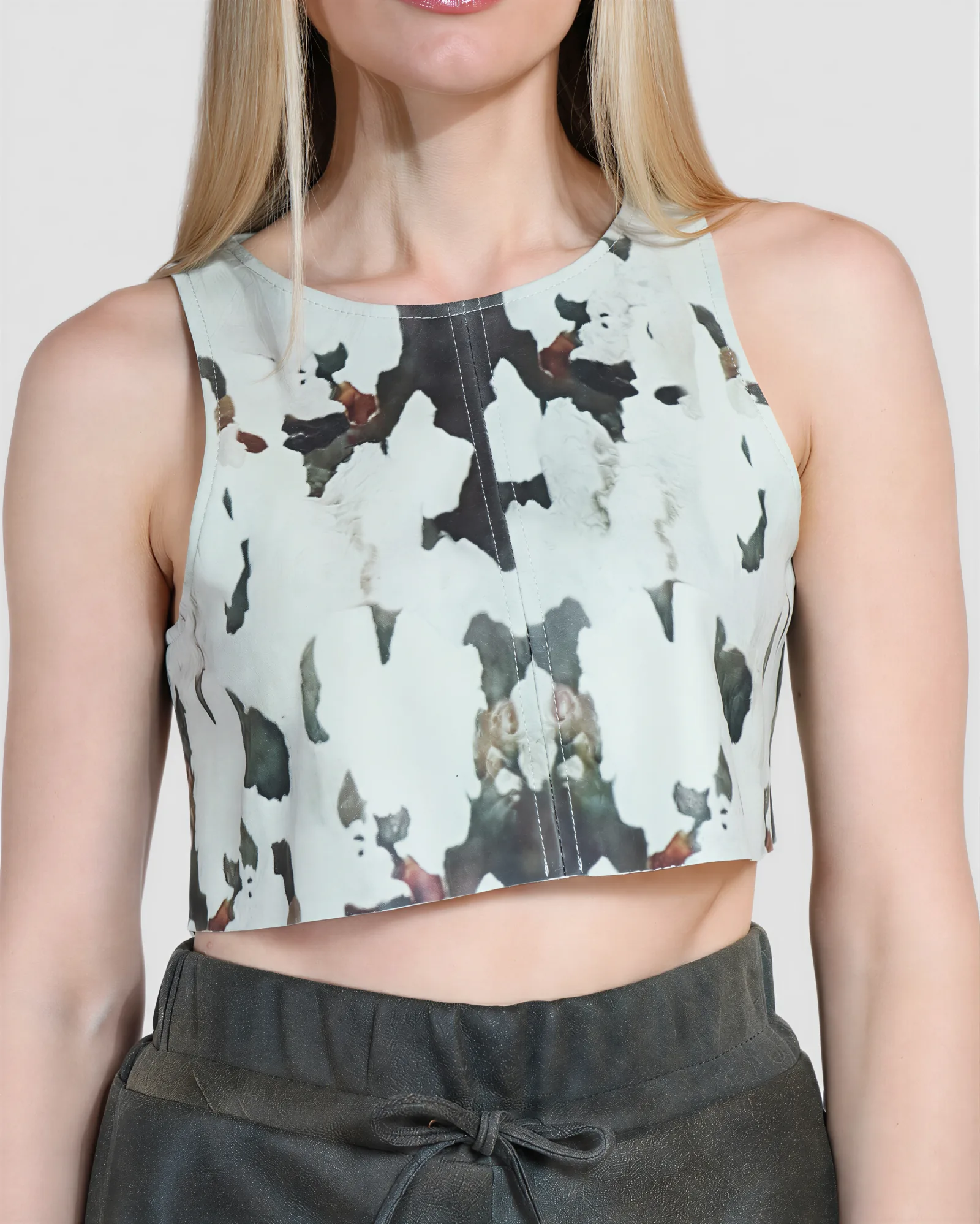 LUNA Cropped Camo Leather Top 3