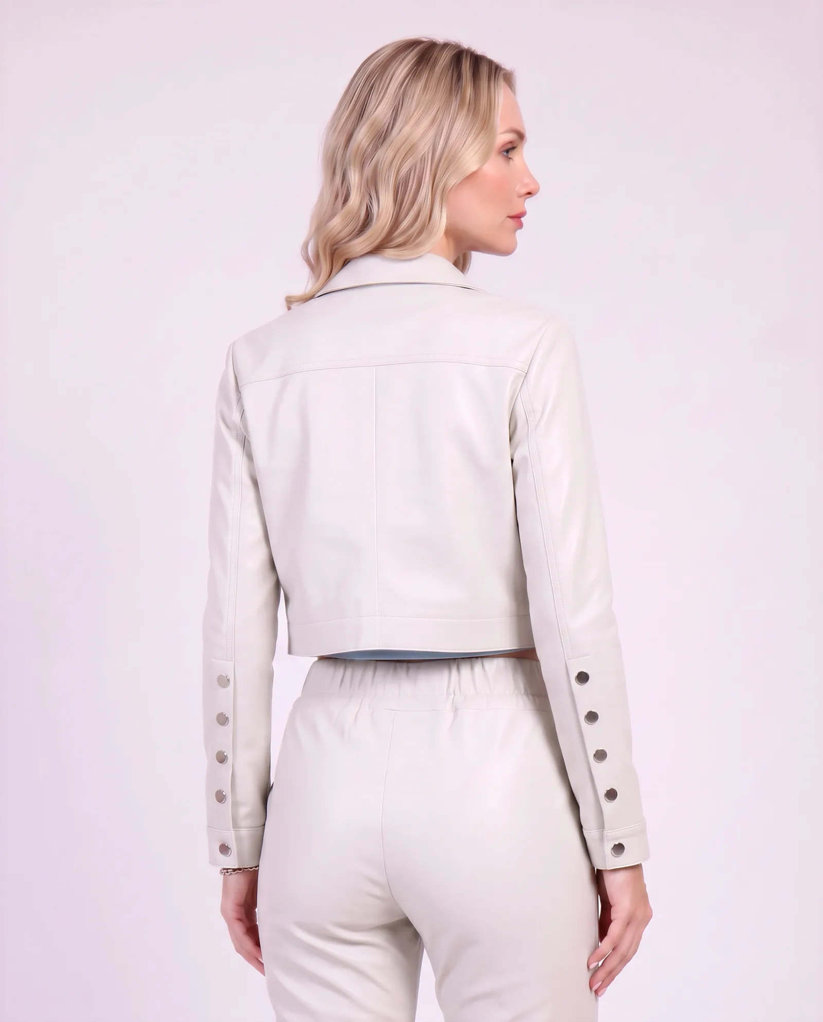 JANIS Cropped Snap Leather Jacket 3