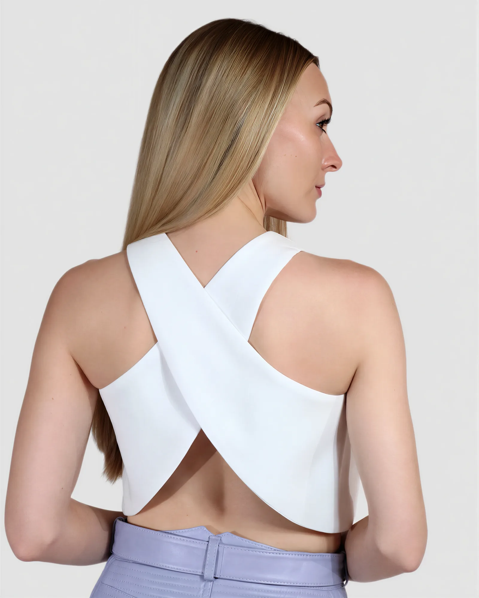 MANZUR Cross Back Linen Top 3