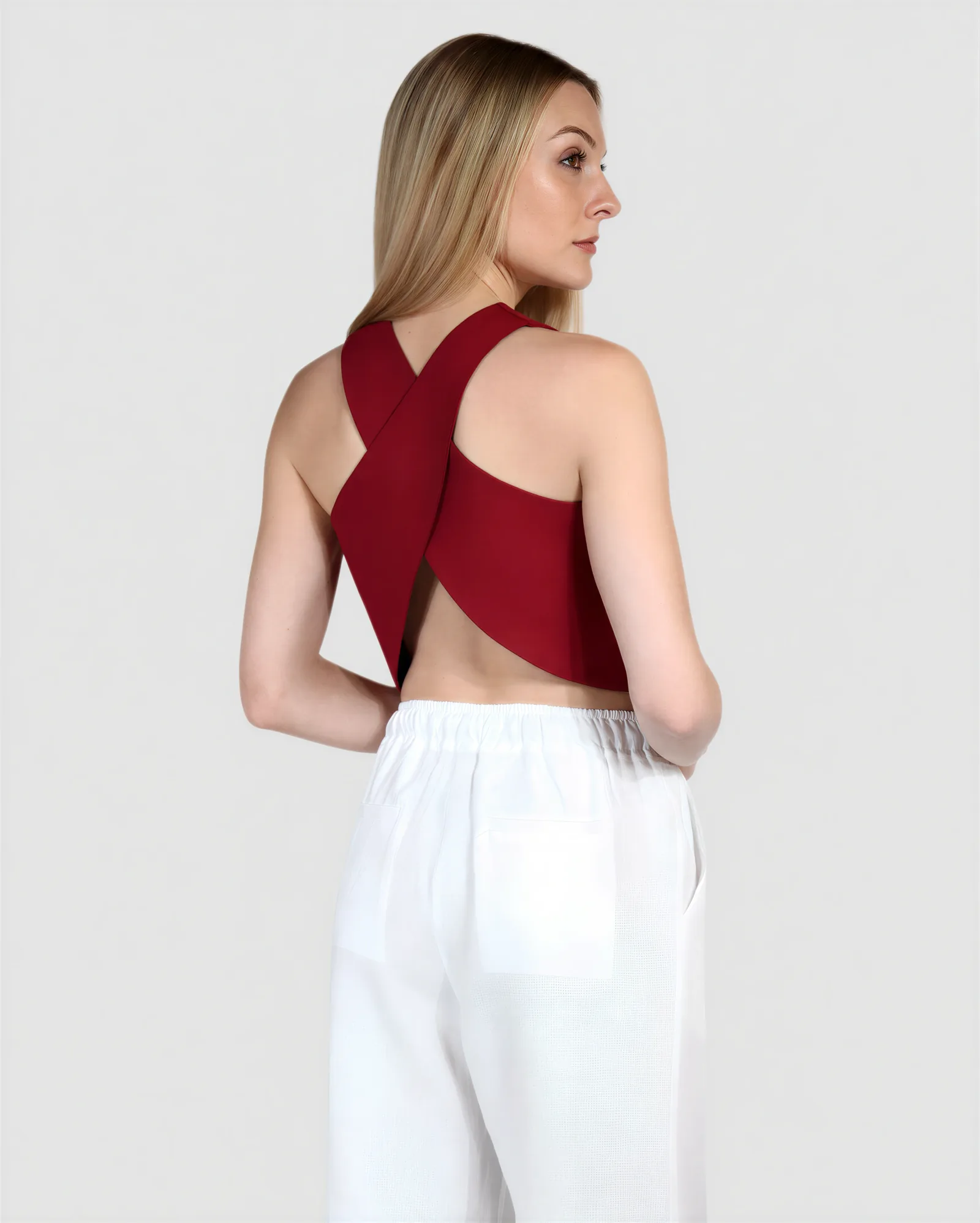 MANZUR Cross Back Linen Top 7
