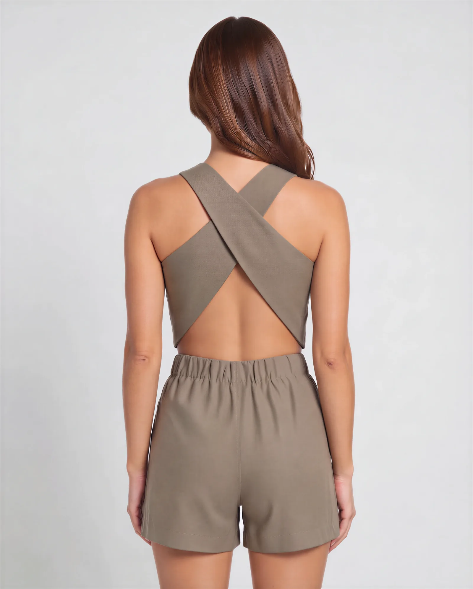 MANZUR Cross Back Linen Top – vista alternativa