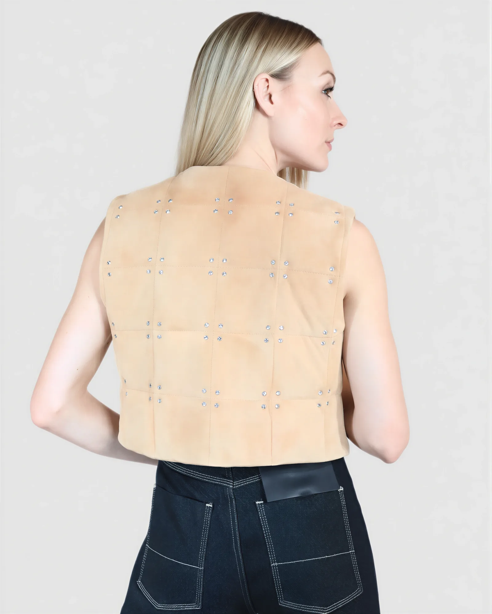 TINA Crystal Studded Suede Vest – vista alternativa