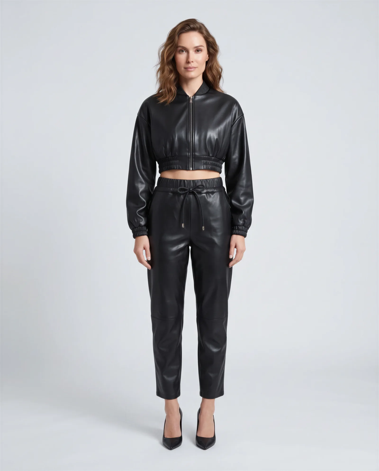 BIARRITZ Drawstring Cropped Leather Pants 1