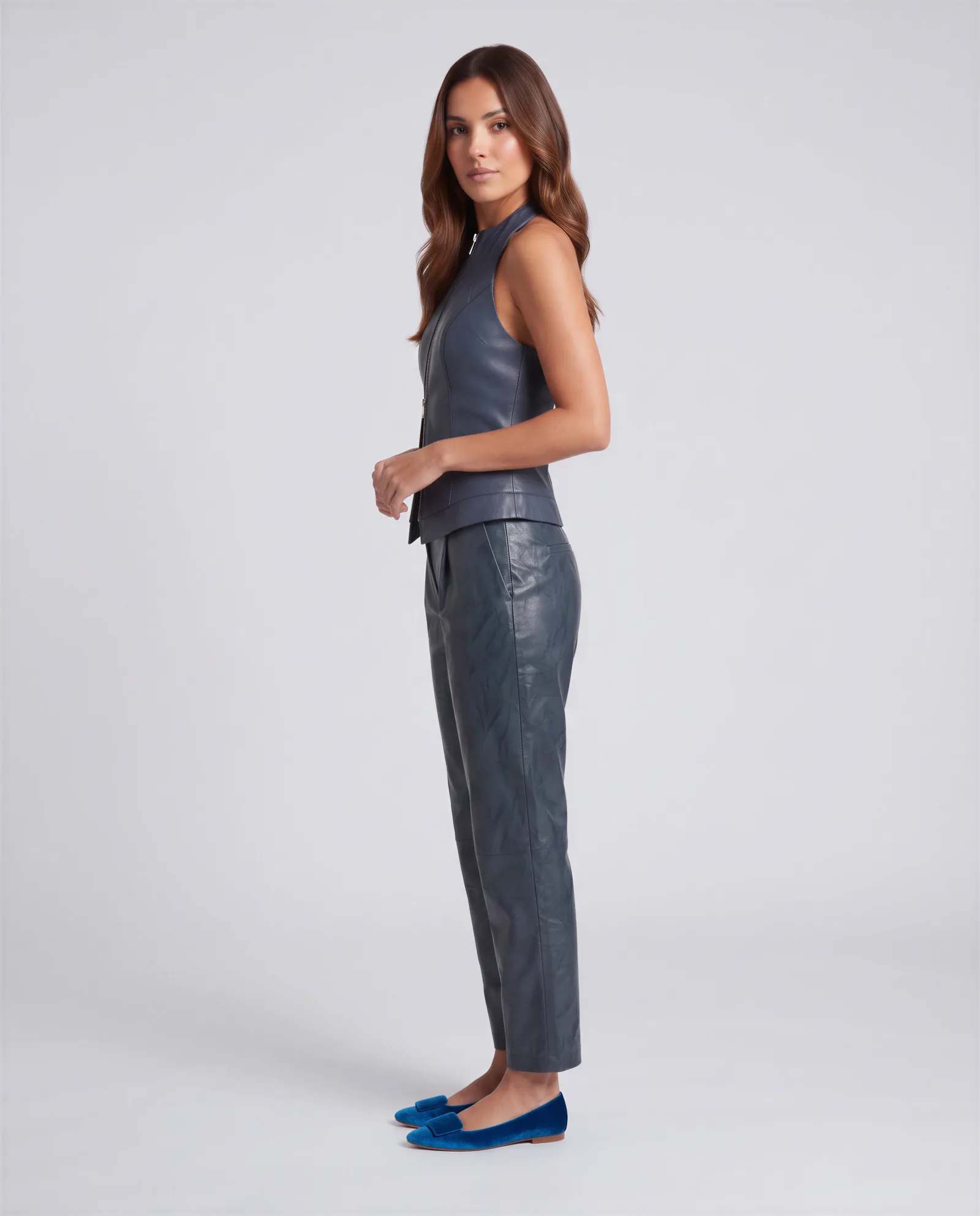 BIARRITZ Drawstring Cropped Crushed Print Leather Pants 3