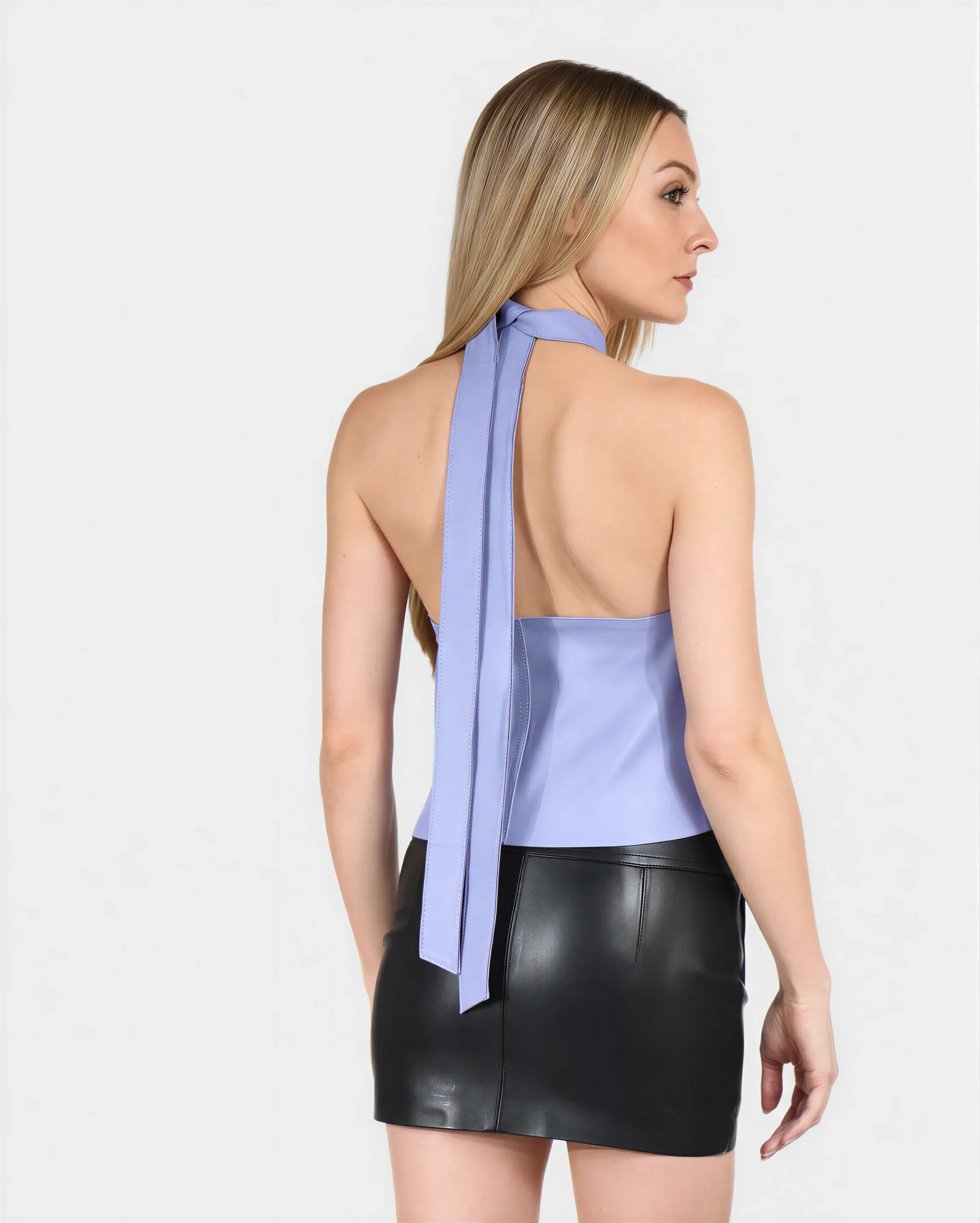 DAKOTA Front Zip Mini Leather Skirt 5