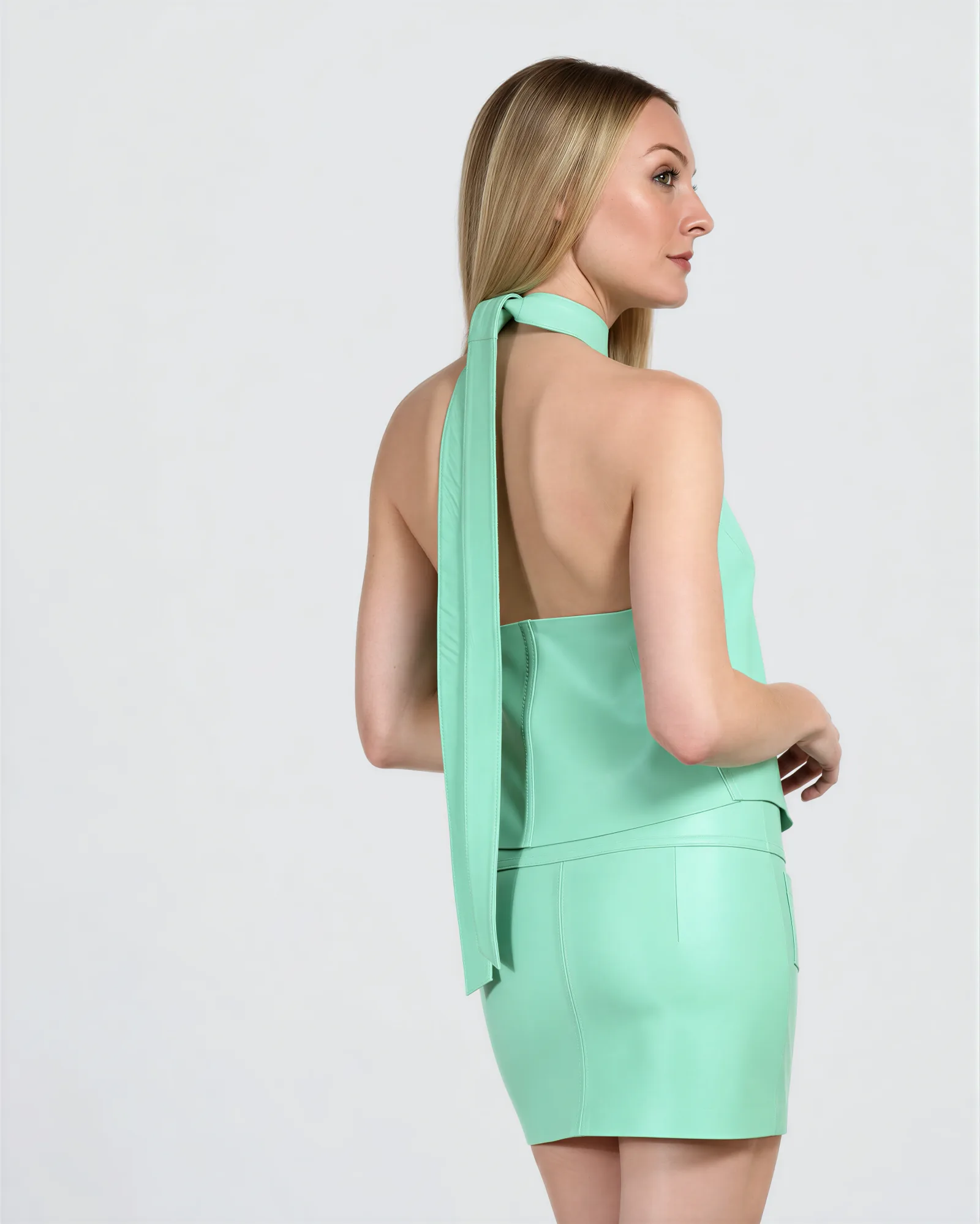 DAKOTA Front Zip Mini Leather Skirt – vista alternativa