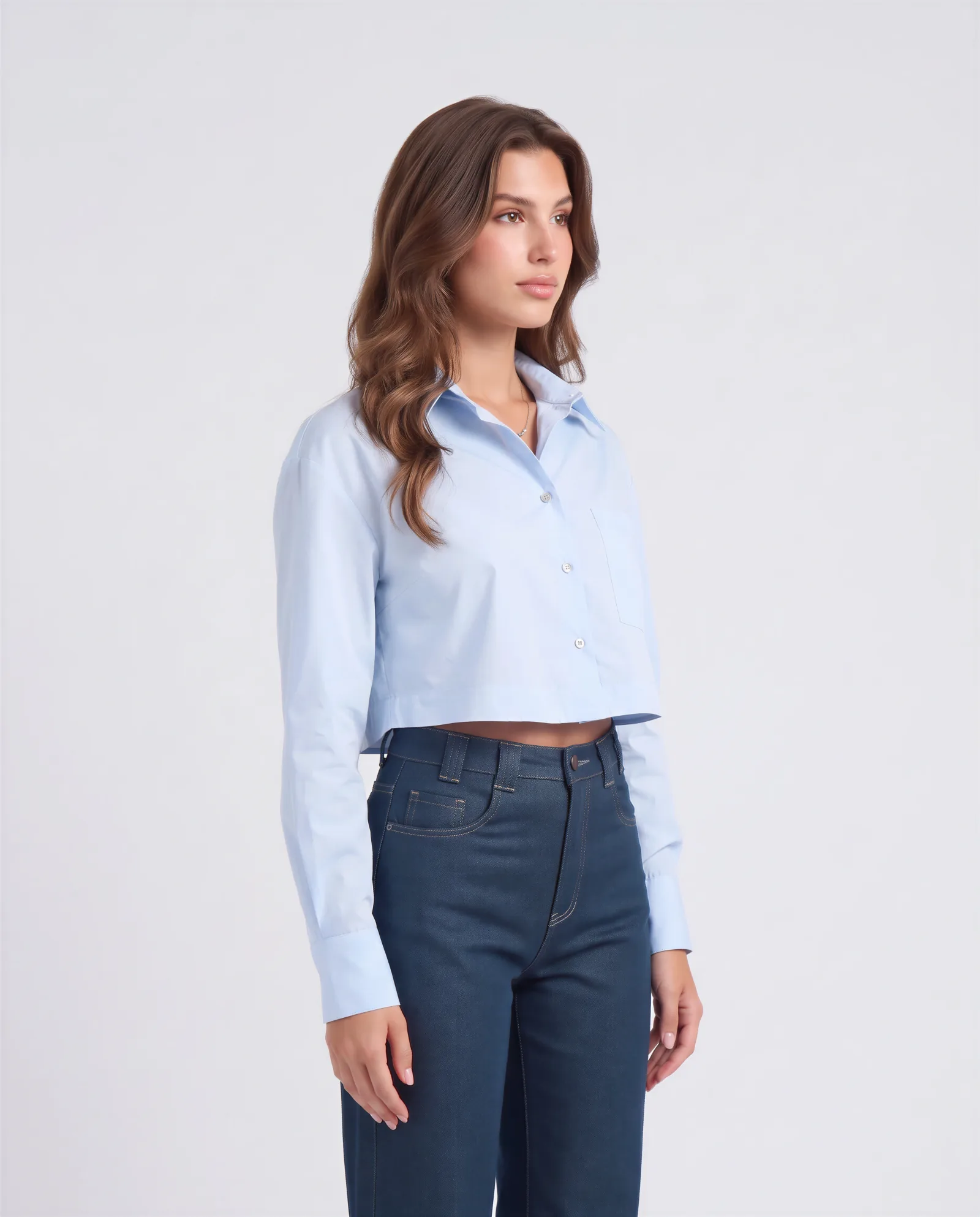 POLA High Low Oversized Stretch Cotton Poplin Shirt – vista alternativa
