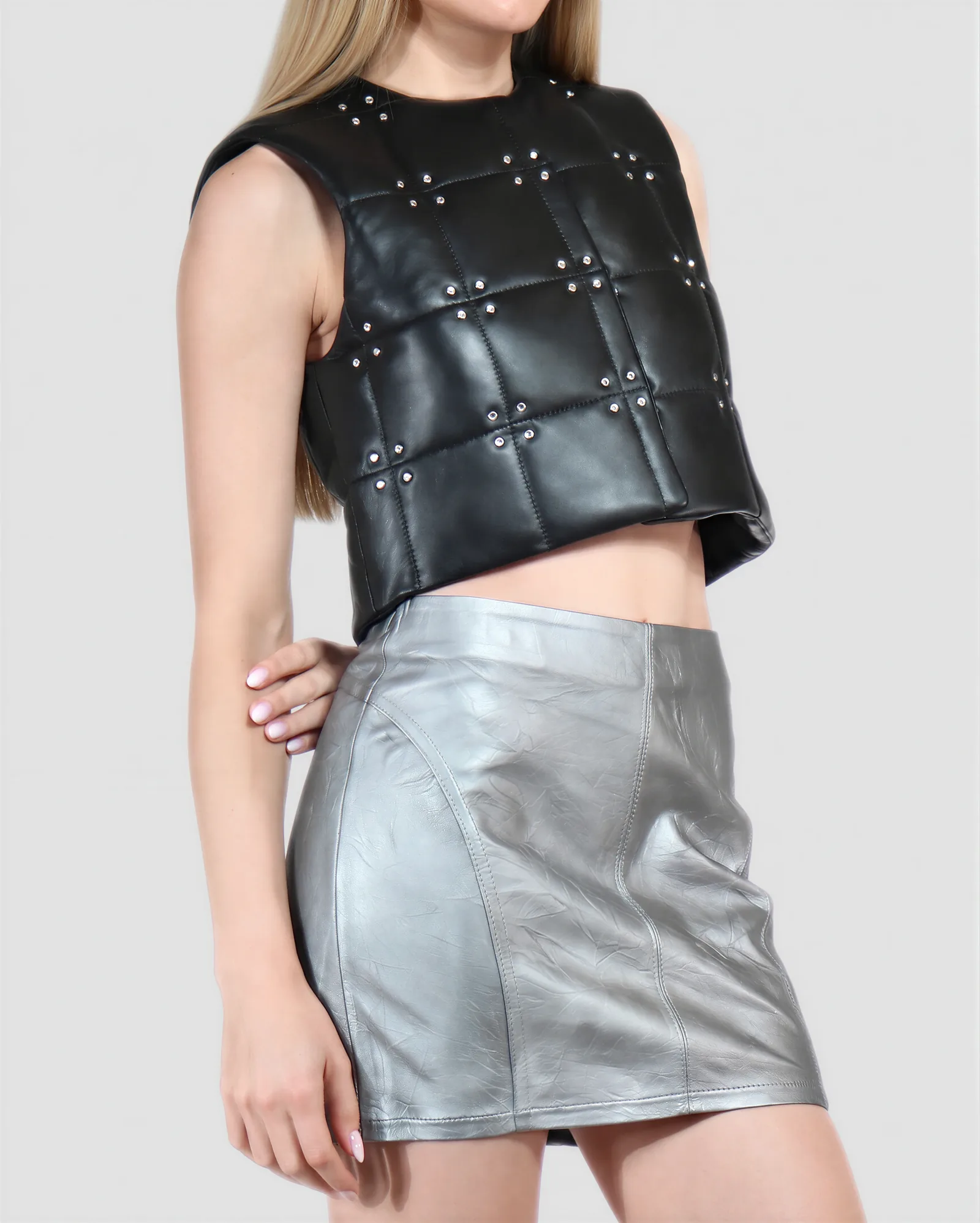 BOKEN Mini Wrinkled Leather Skirt – vista alternativa