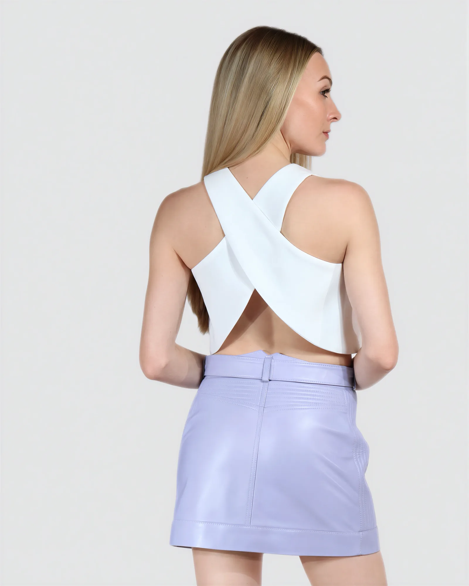 MALIK Biker Mini Leather Skirt – vista alternativa
