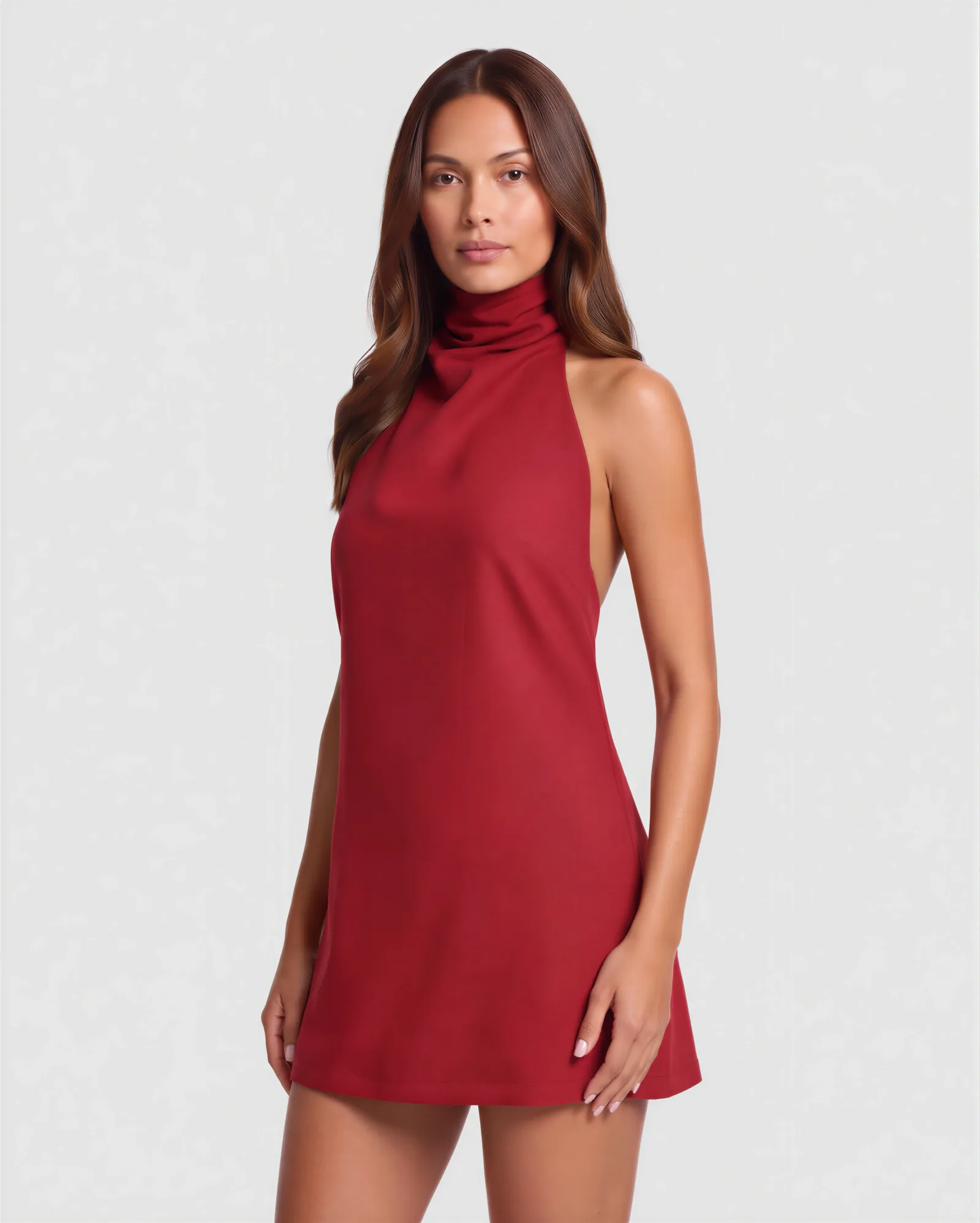 GARZA High Neck Mini Linen Dress 3