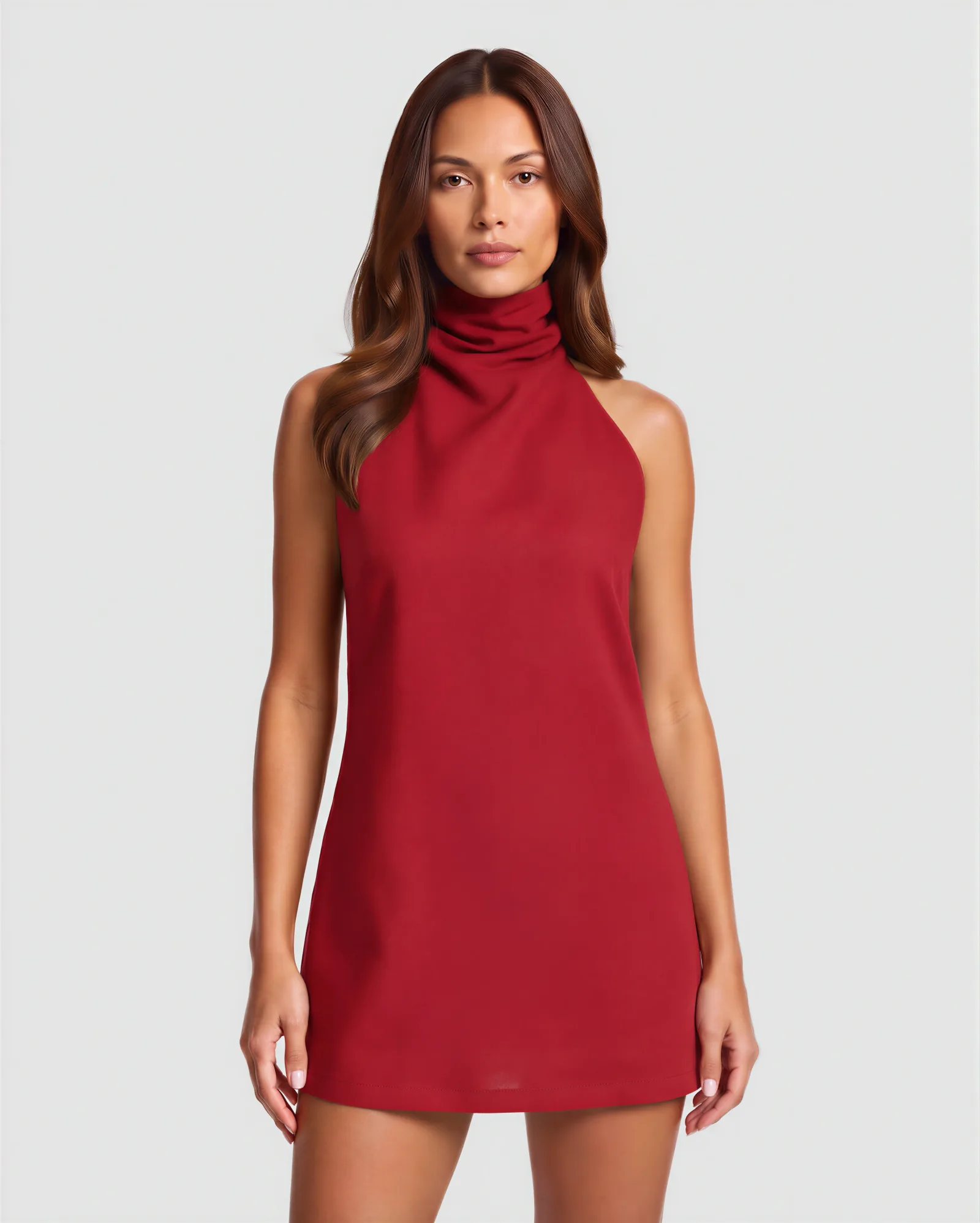 GARZA High Neck Mini Linen Dress 7