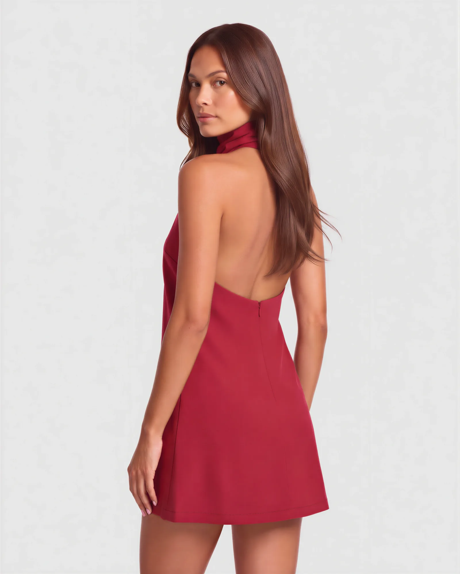 GARZA High Neck Mini Linen Dress 6