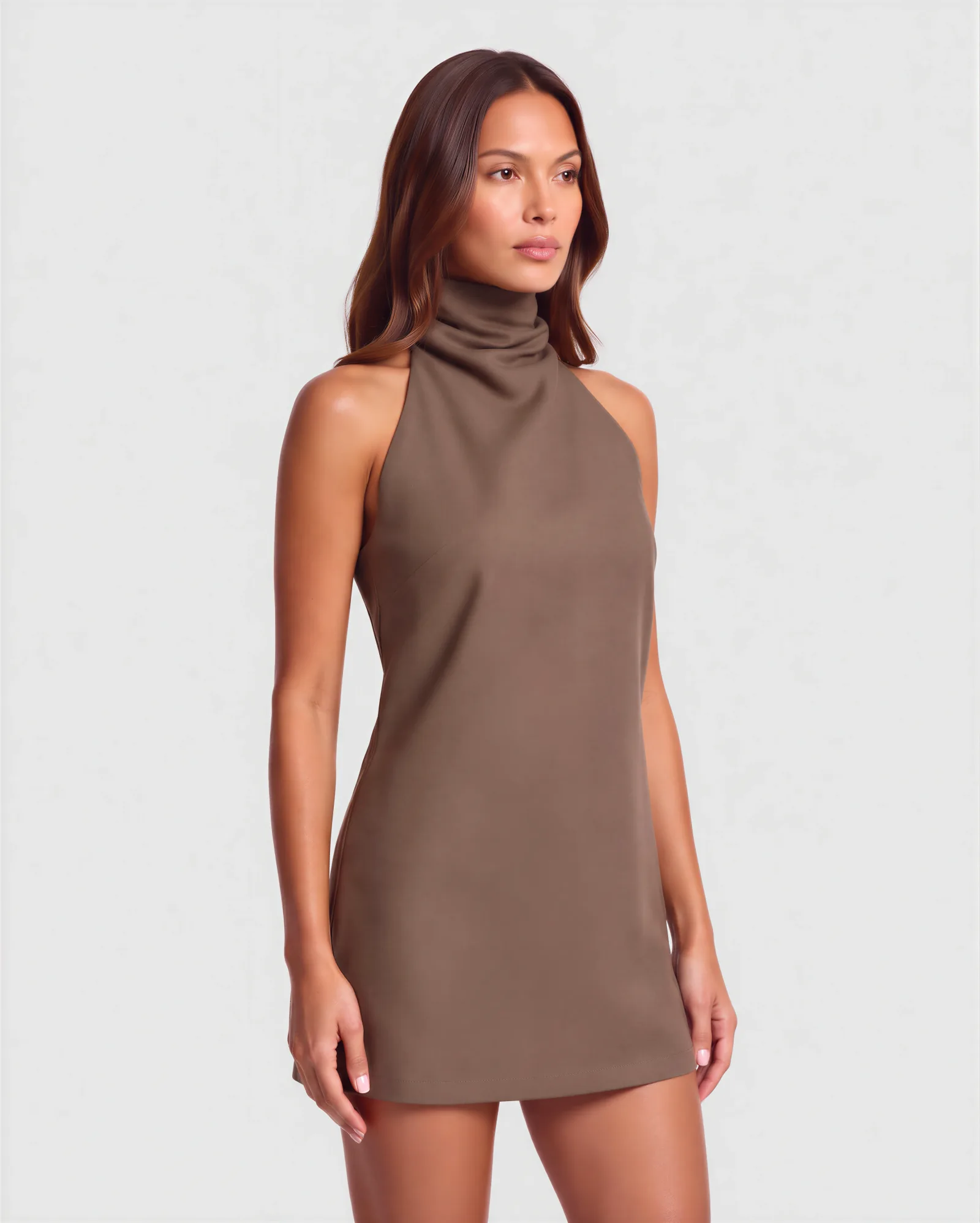 GARZA High Neck Mini Linen Dress 9