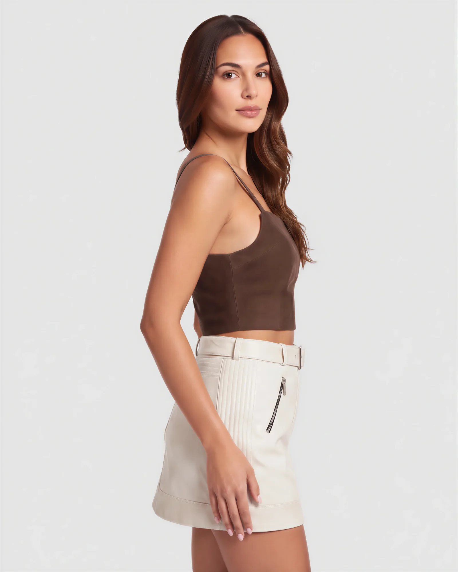 MALIK Biker Mini Antiqued Leather Skirt – vista alternativa