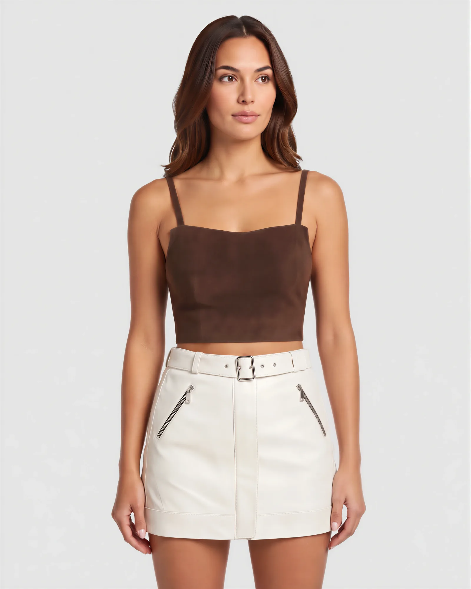 MALIK Biker Mini Antiqued Leather Skirt 4
