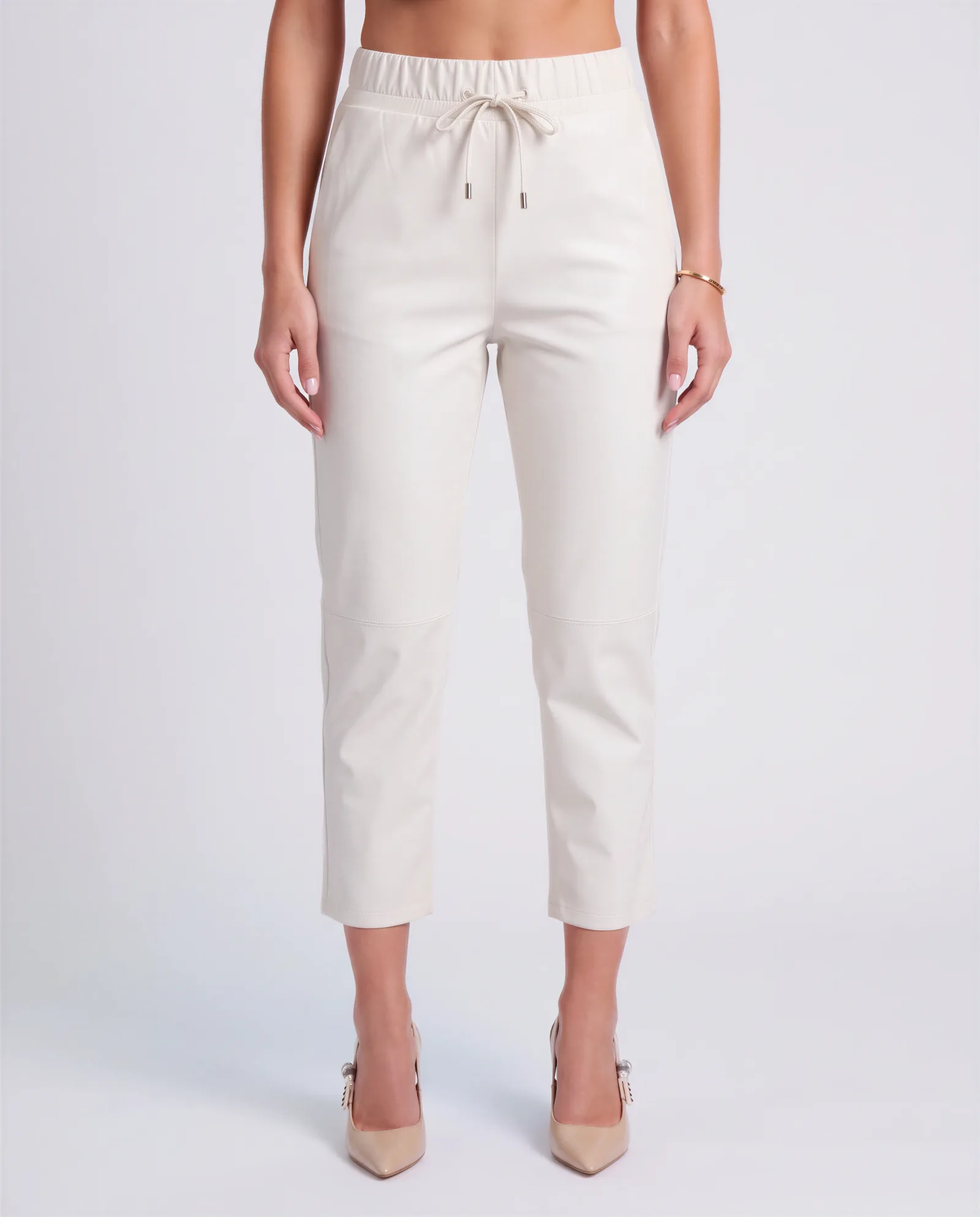 BIARRITZ Drawstring Cropped Leather Pants 2