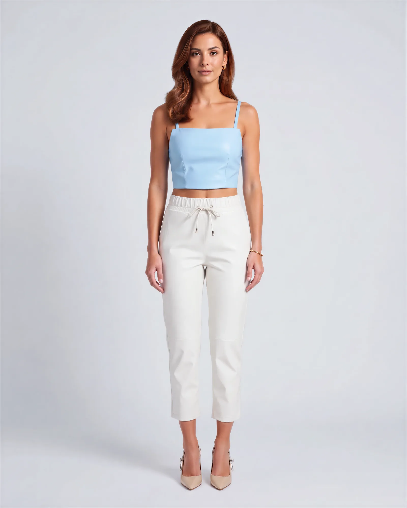 BIARRITZ Drawstring Cropped Leather Pants 7