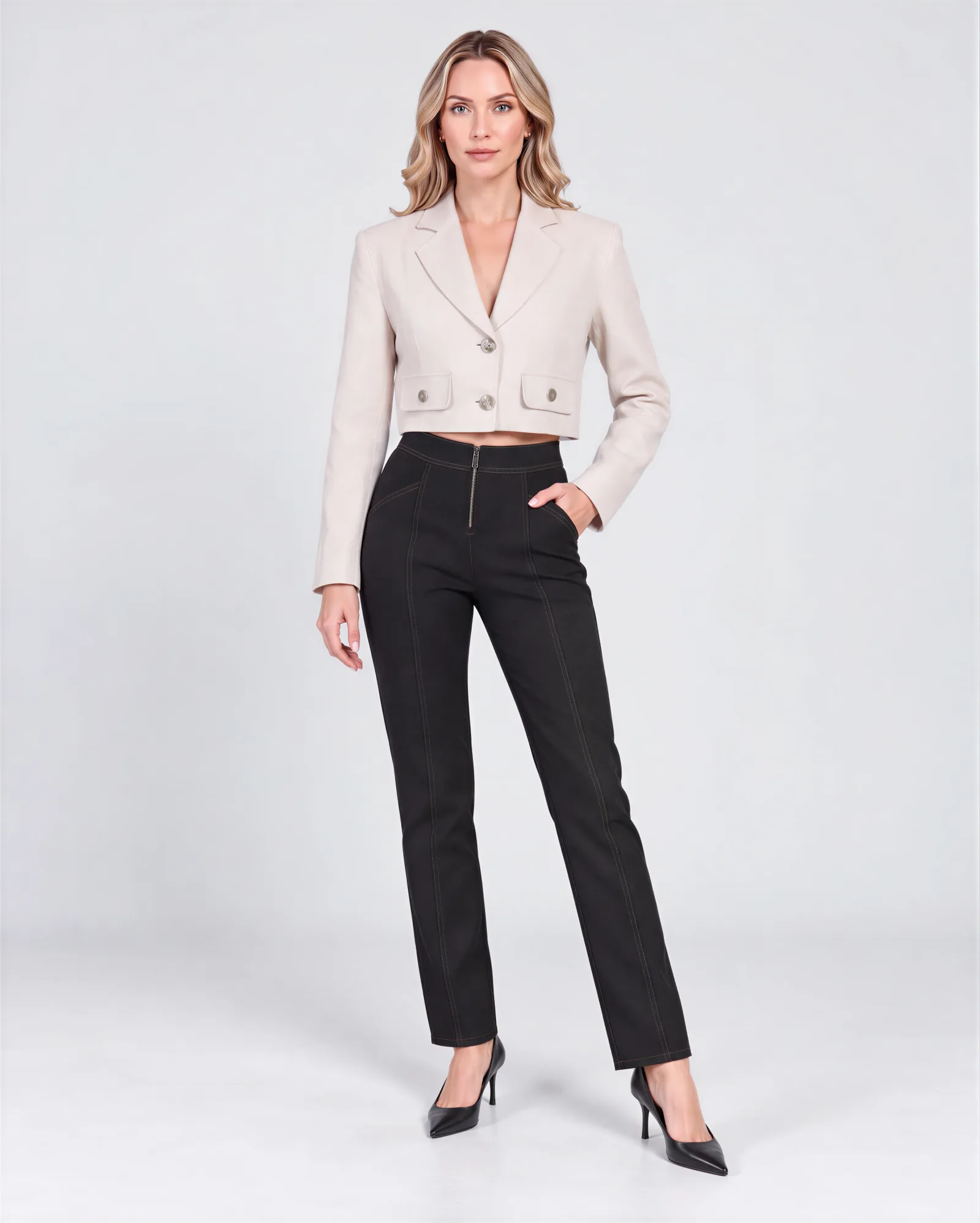 CATA Cropped Toreador Linen Blanzer 1