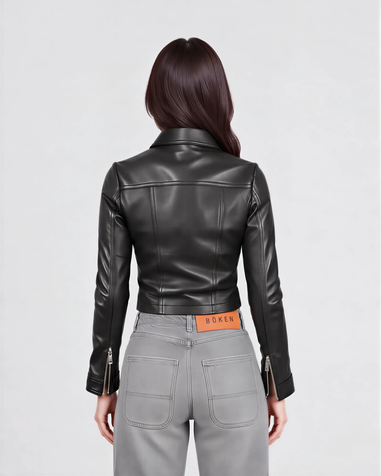 KAT Cropped Trucker Leather Jacket 3