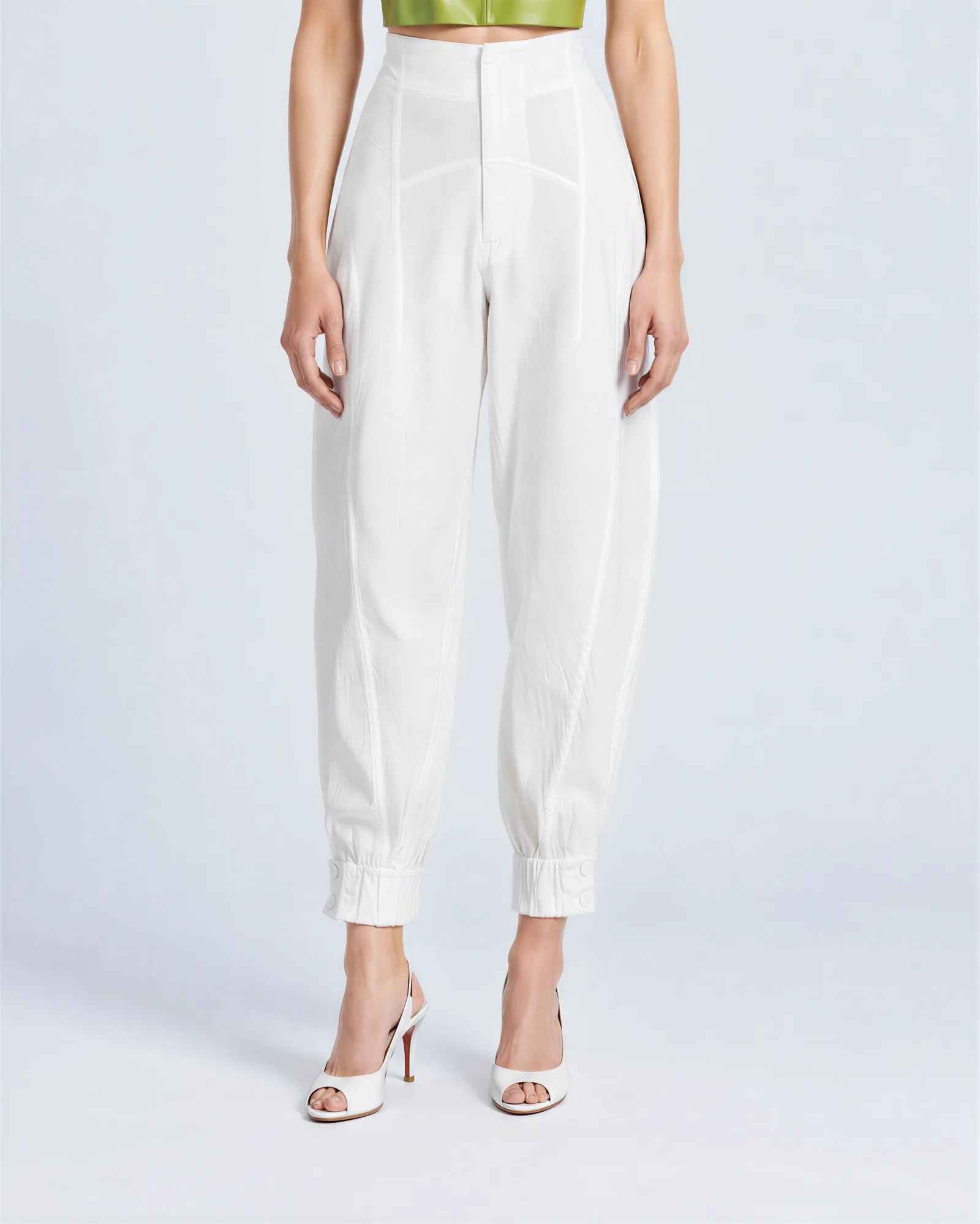 DUTTI Barrel Jogger Cropped Linen Pants 3