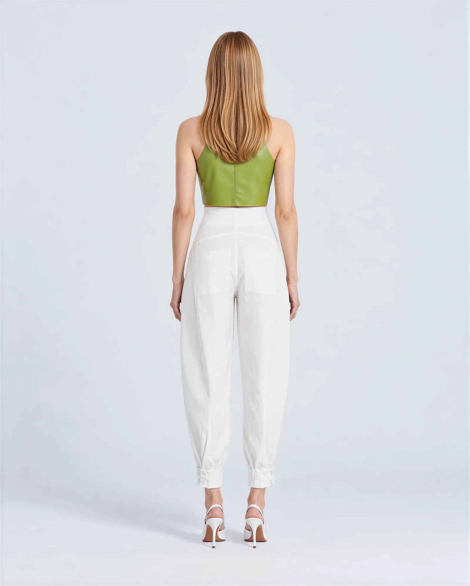 DUTTI Barrel Jogger Cropped Linen Pants 4
