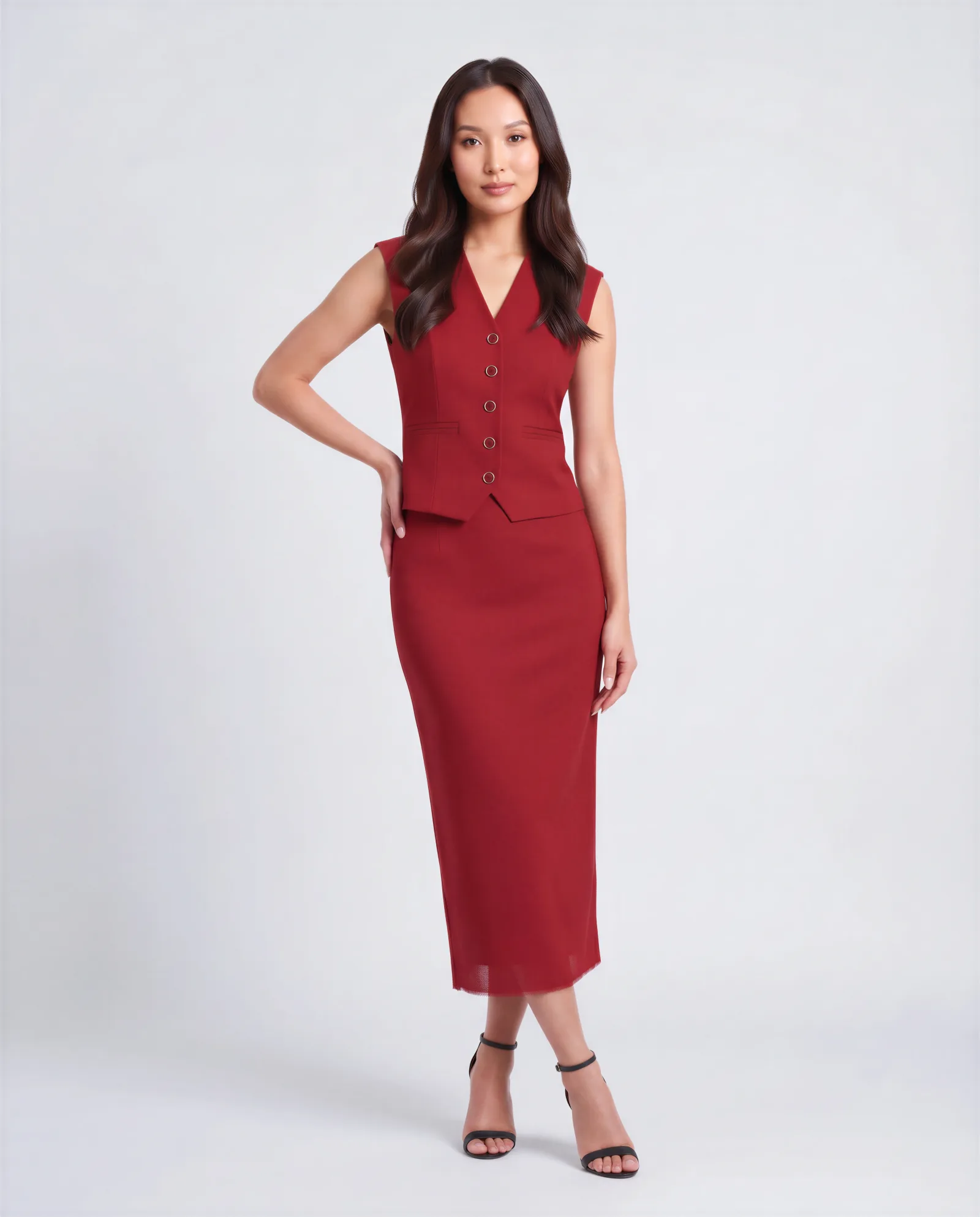 MANZUR Frayed Midi Linen Skirt 2