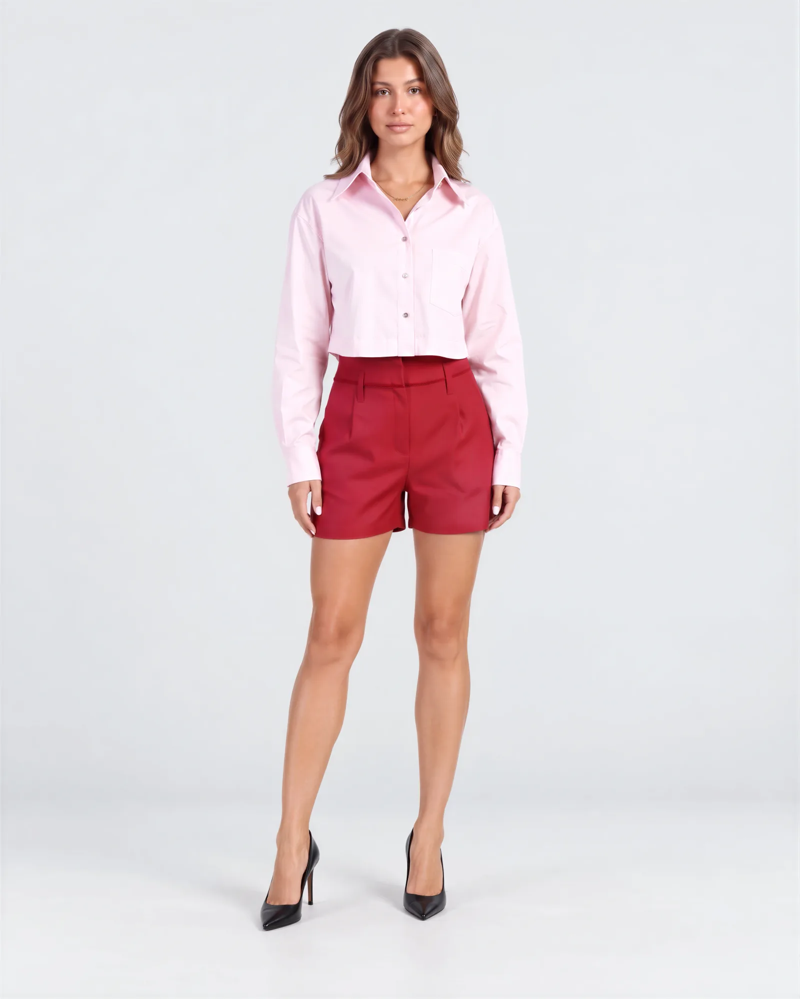 DANI Raw Edge Pleated Linen Shorts 1