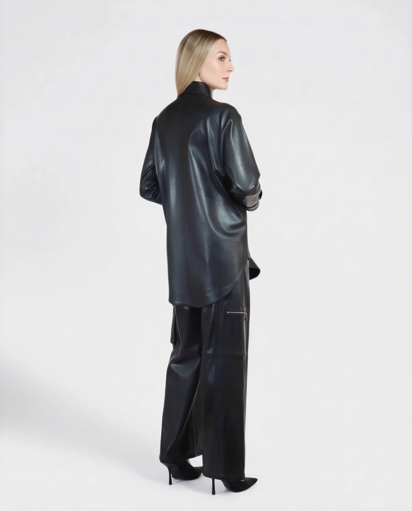 MAXX Wide Leg Cargo Leather Pants 3