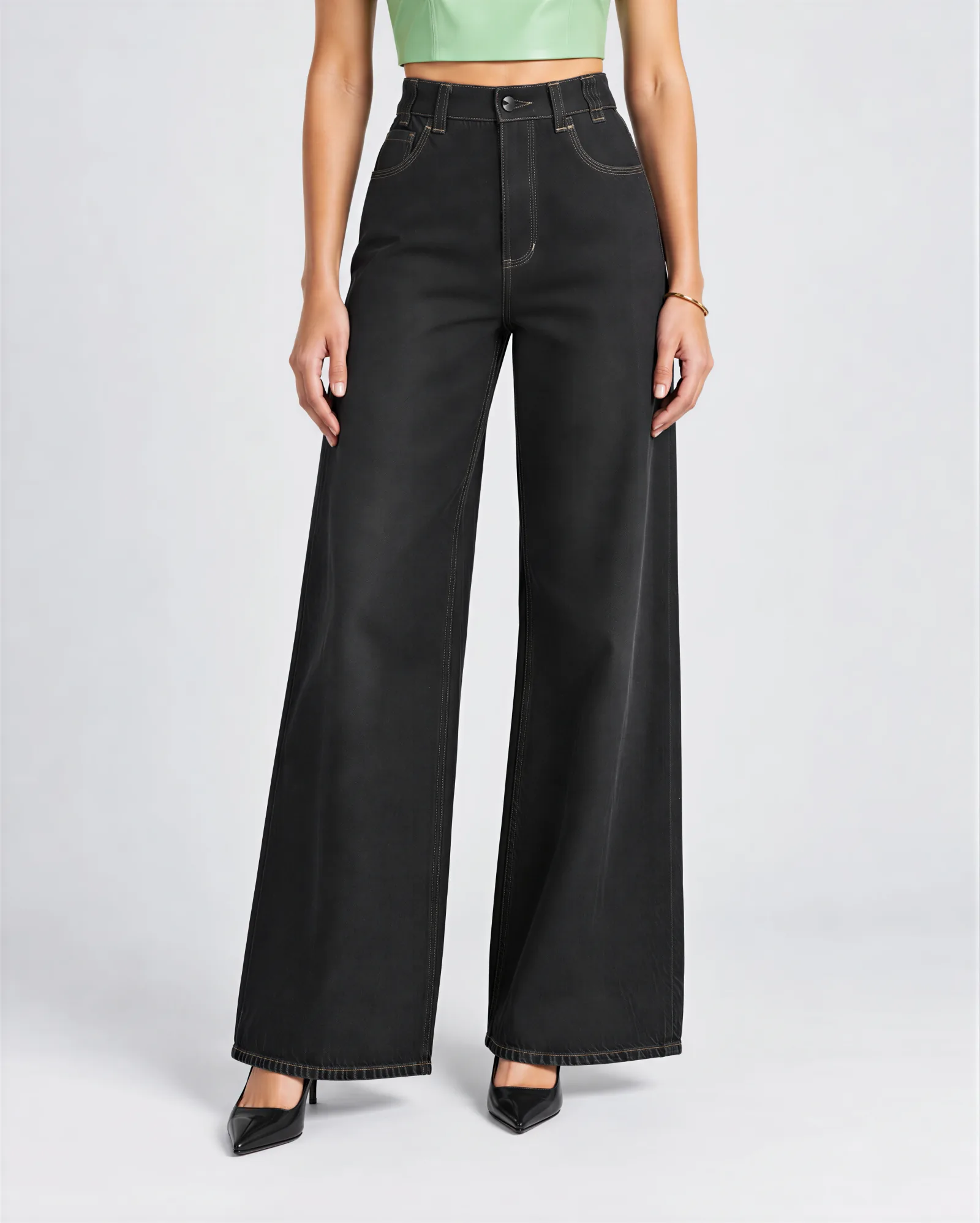KALO High Rise Wide Straight Leg Jeans 3