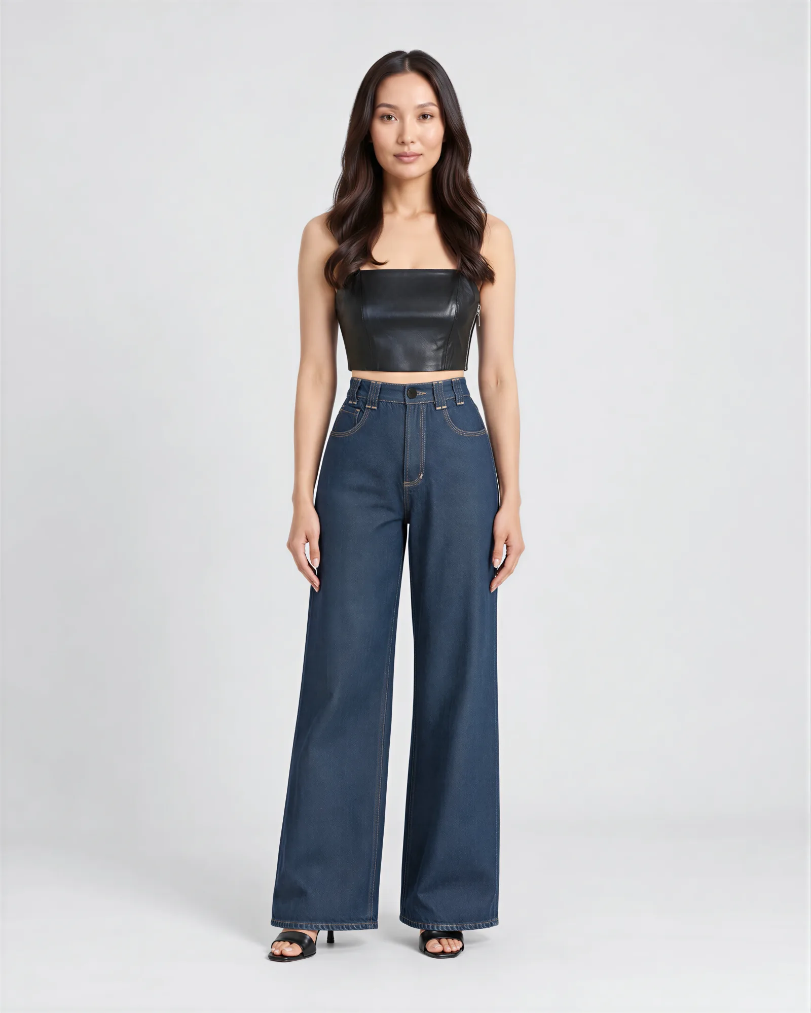 KALO High Rise Wide Straight Leg Jeans 6