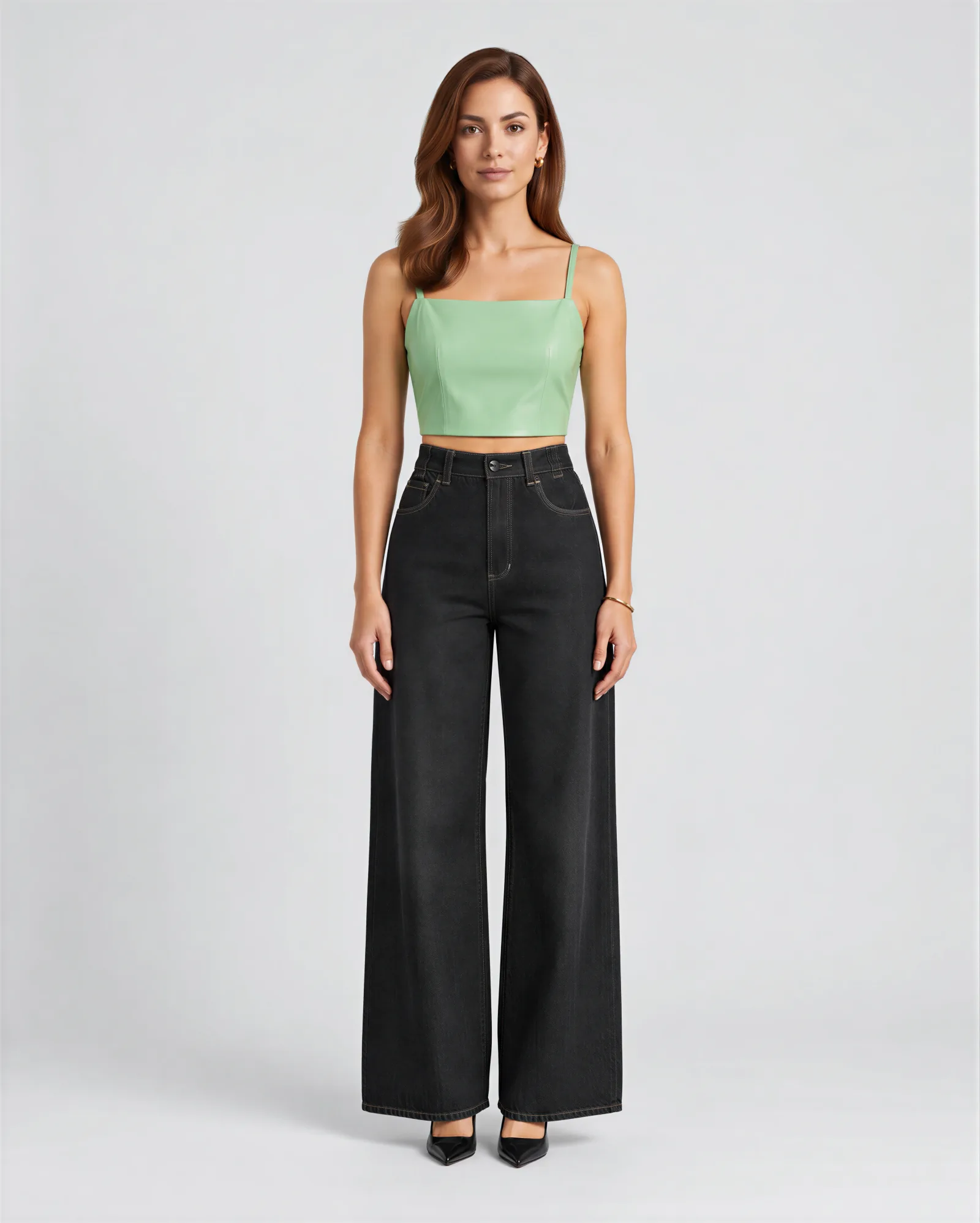 KALO High Rise Wide Straight Leg Jeans 1