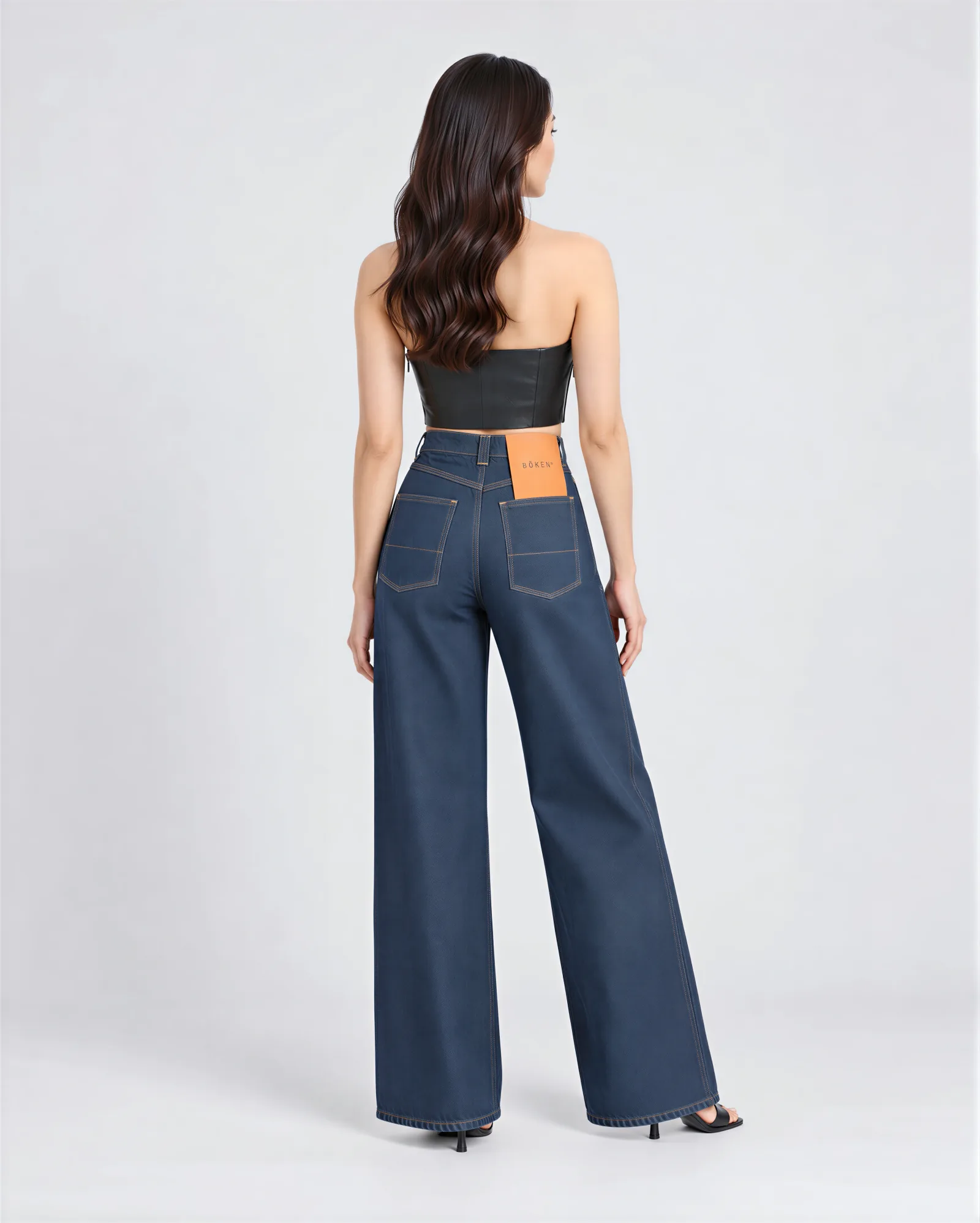 KALO High Rise Wide Straight Leg Jeans 7