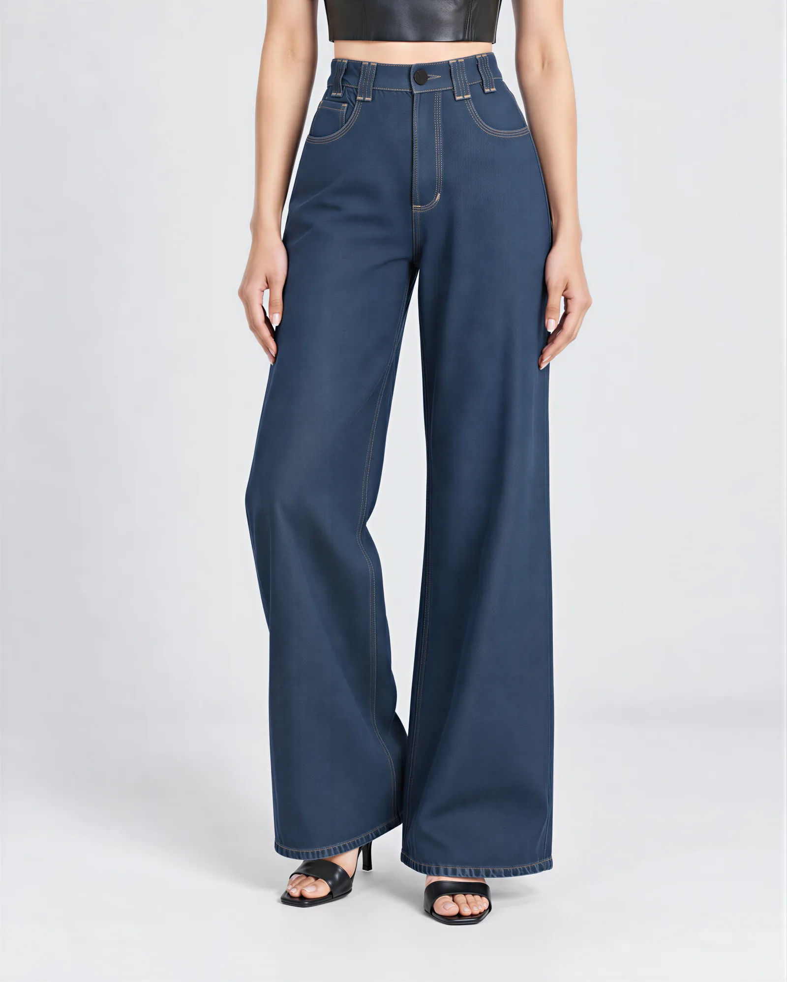 KALO High Rise Wide Straight Leg Jeans 2