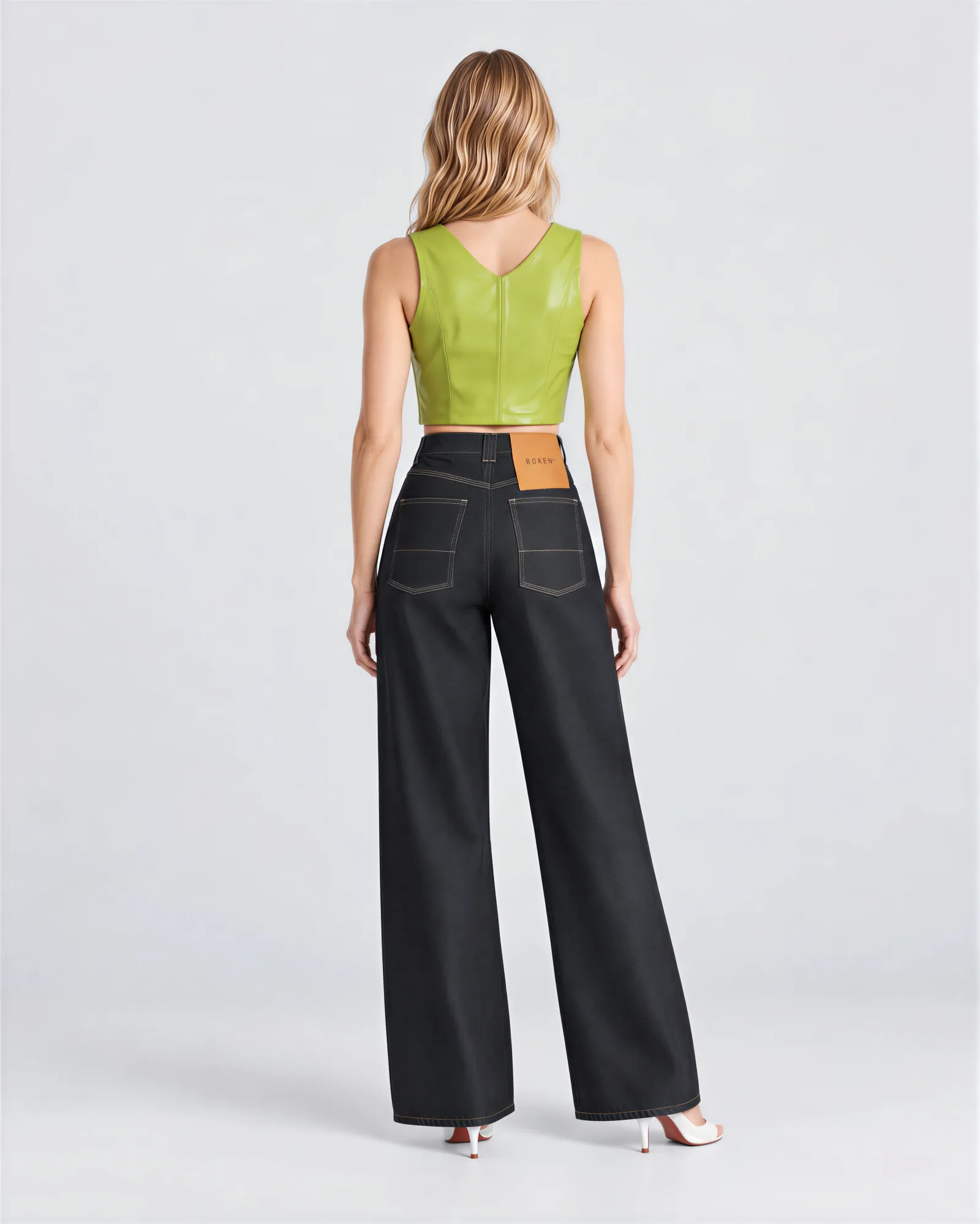 KALO High Rise Wide Straight Leg Jeans 11