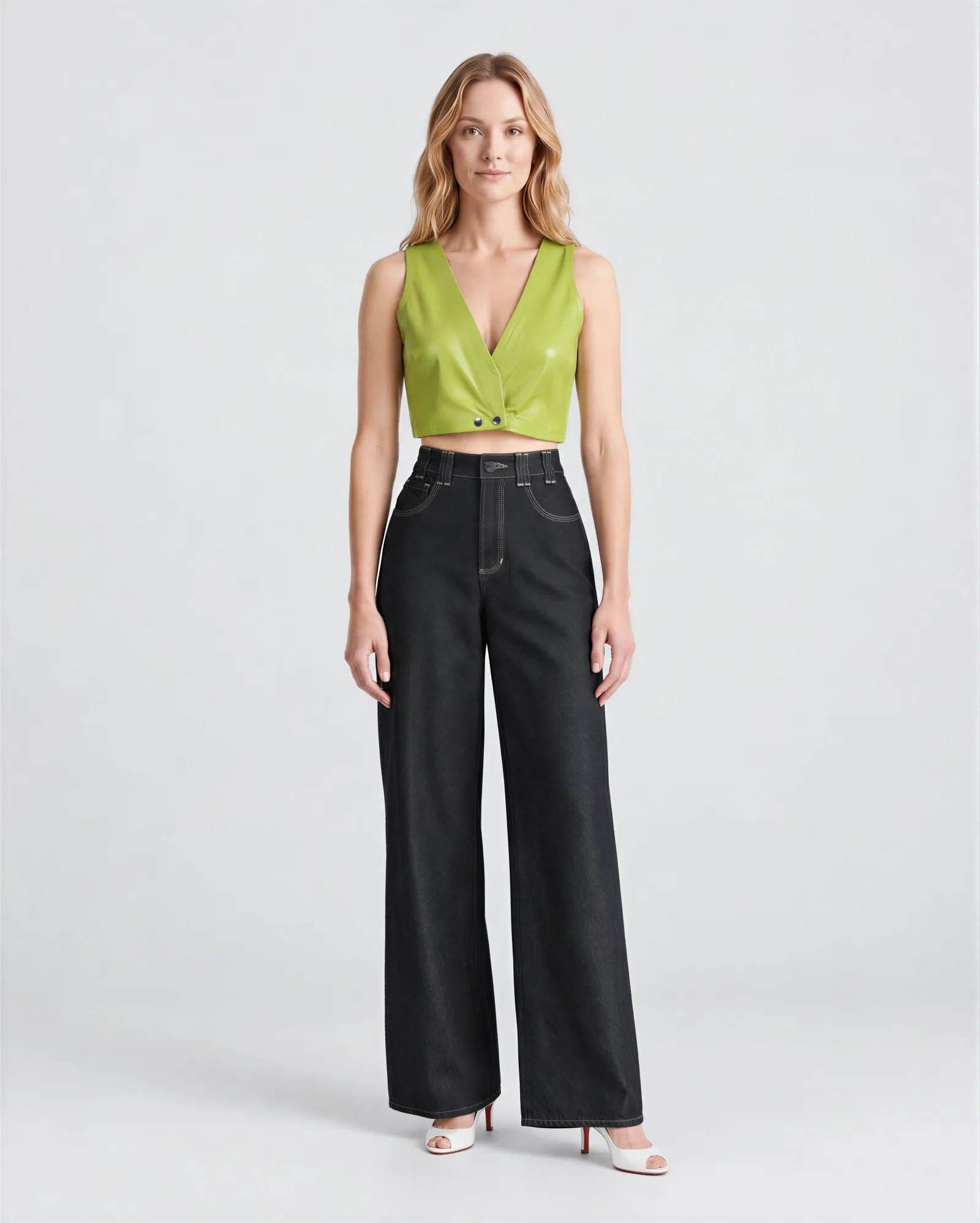 KALO High Rise Wide Straight Leg Jeans 9
