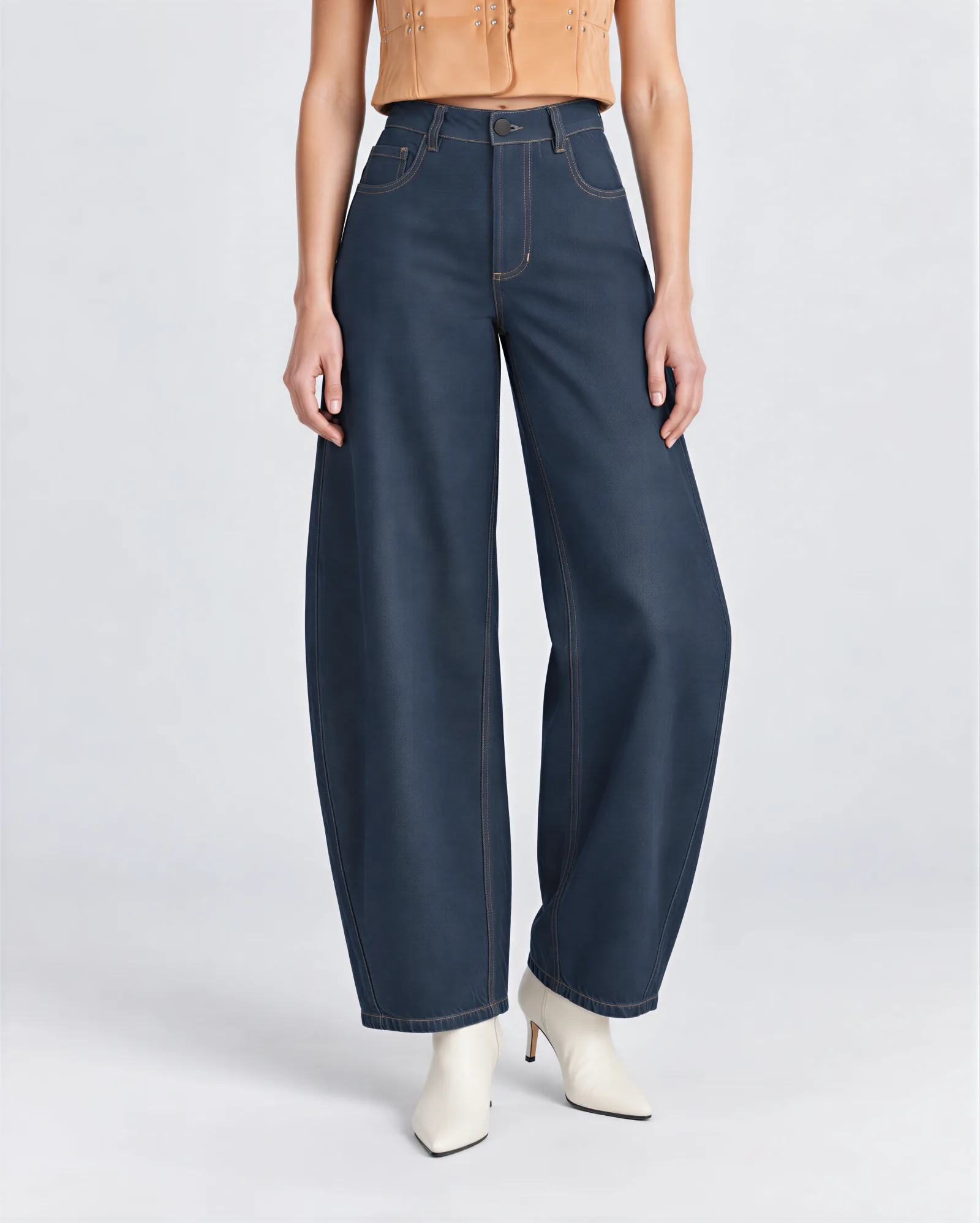 AYERBE High Rise Barrel Jeans 3