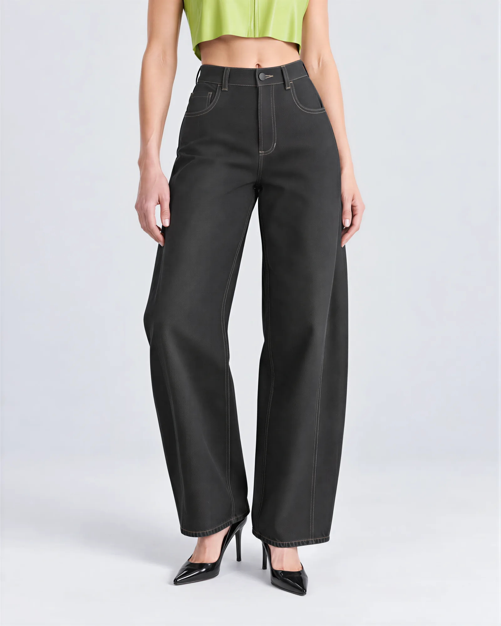 AYERBE High Rise Barrel Jeans 2
